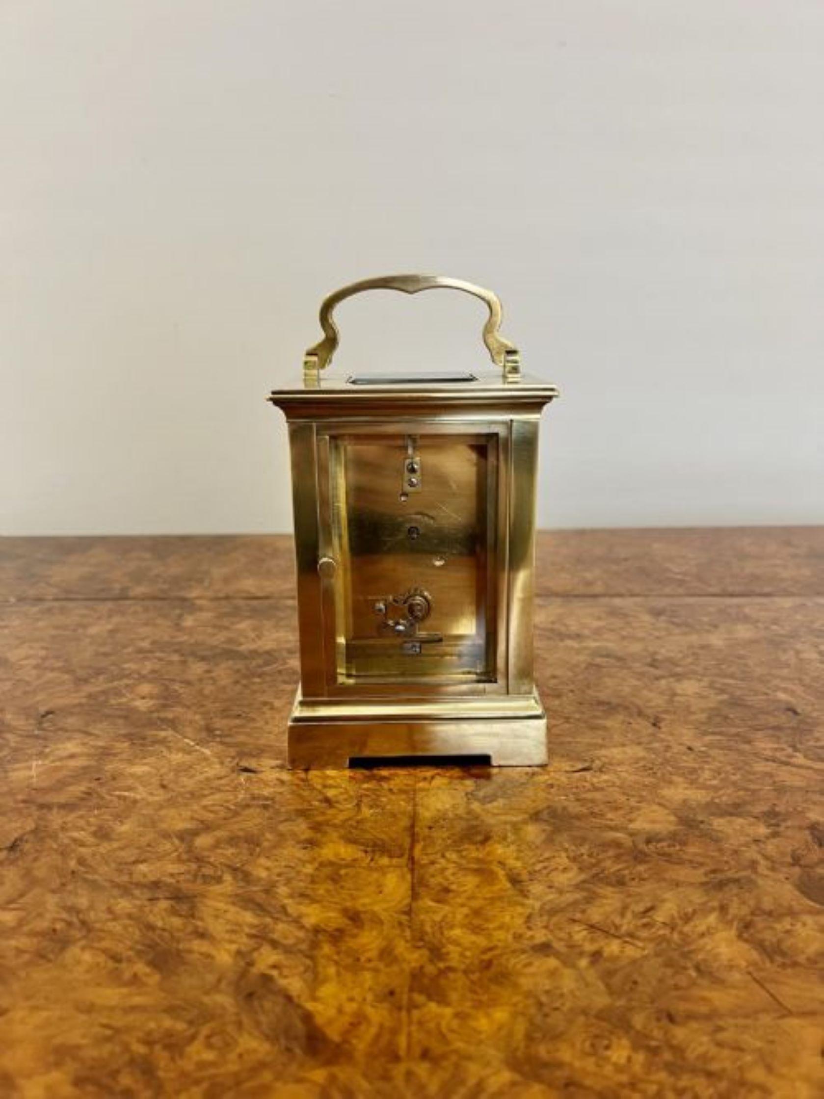 19th Century Large antique Victorian quality brass carriage clock  For Sale