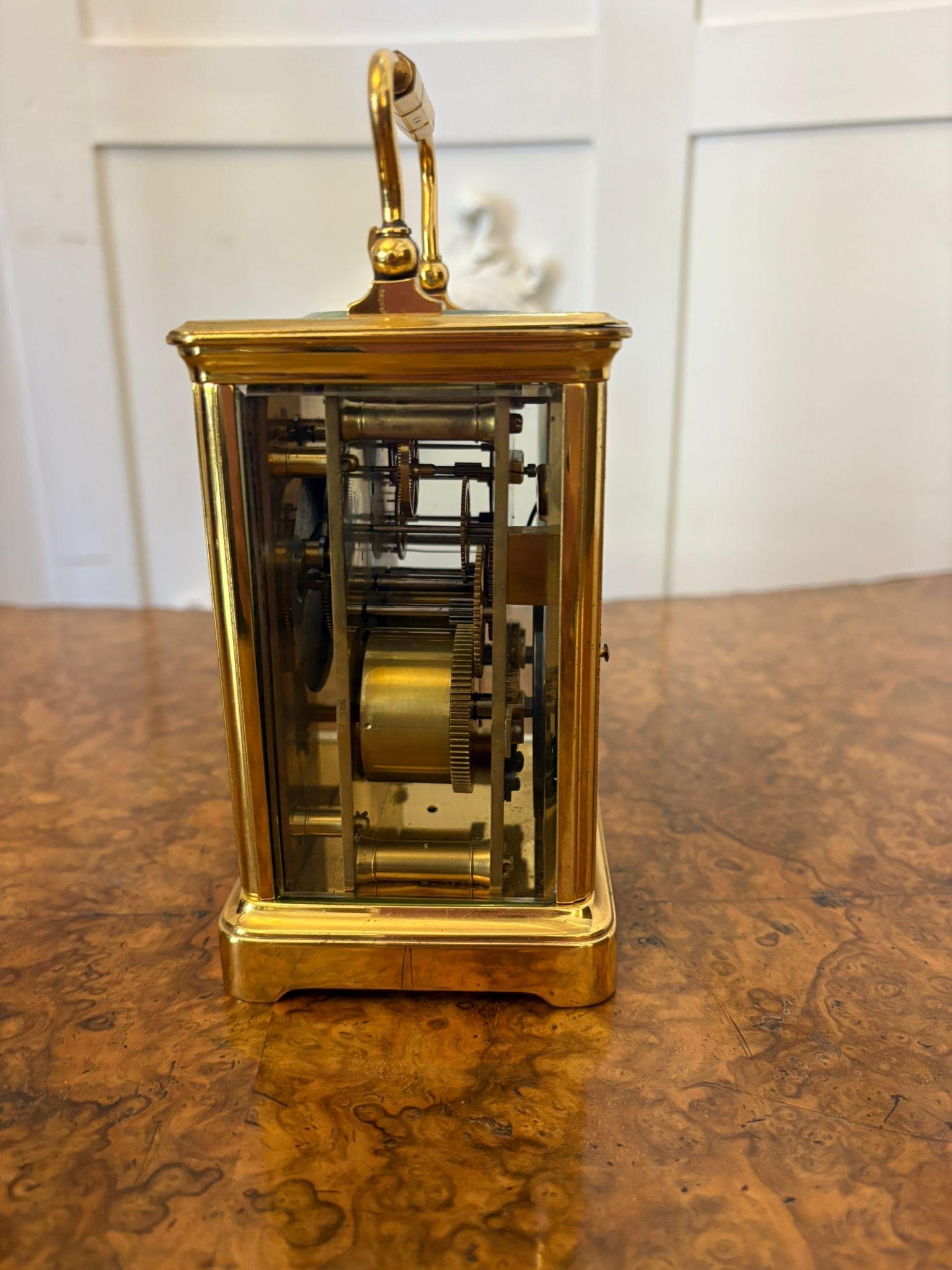 Large Antique Victorian Quality Brass Carriage Clock In Good Condition For Sale In Suffolk, GB