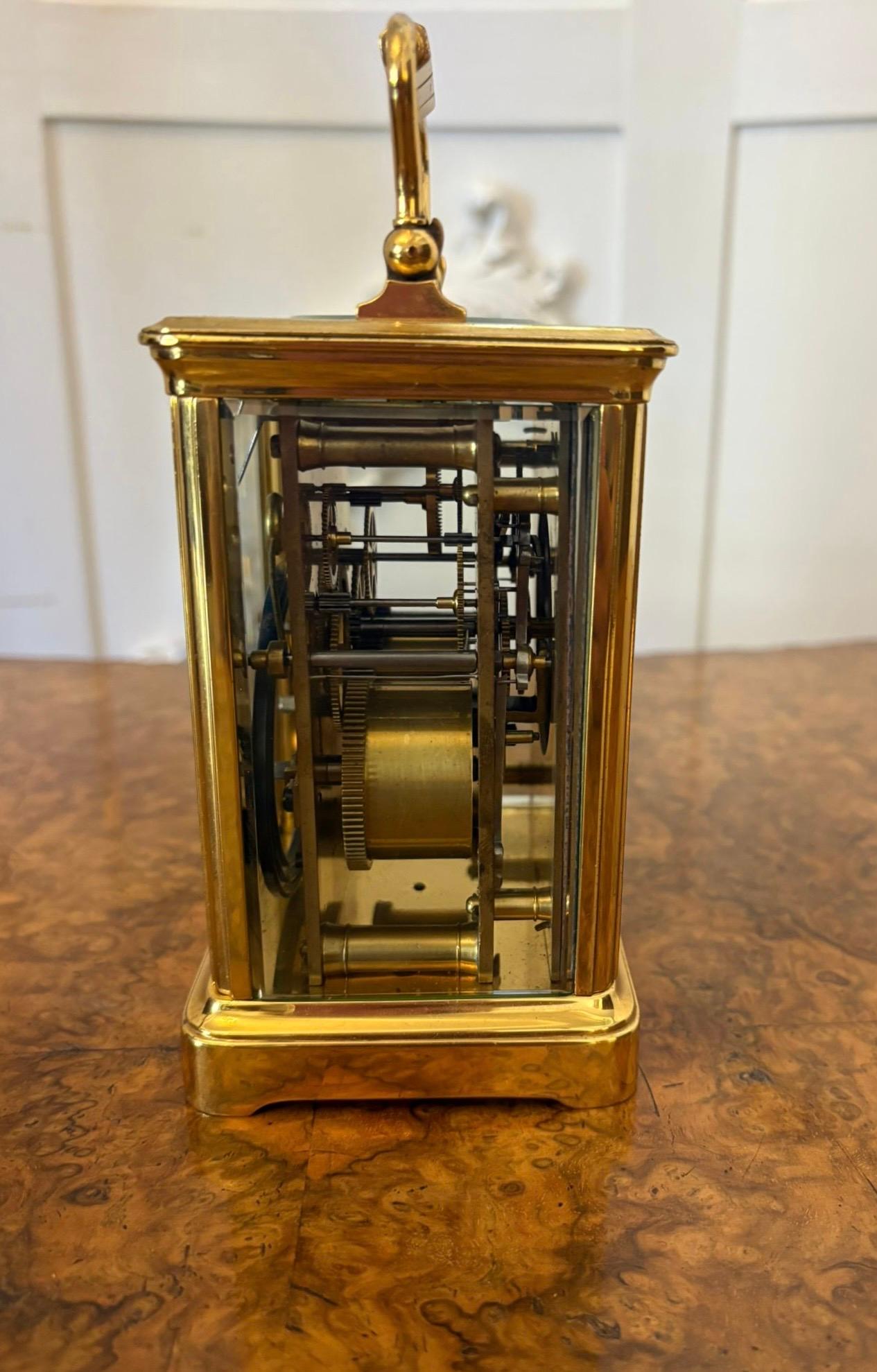 19th Century Large Antique Victorian Quality Brass Carriage Clock For Sale