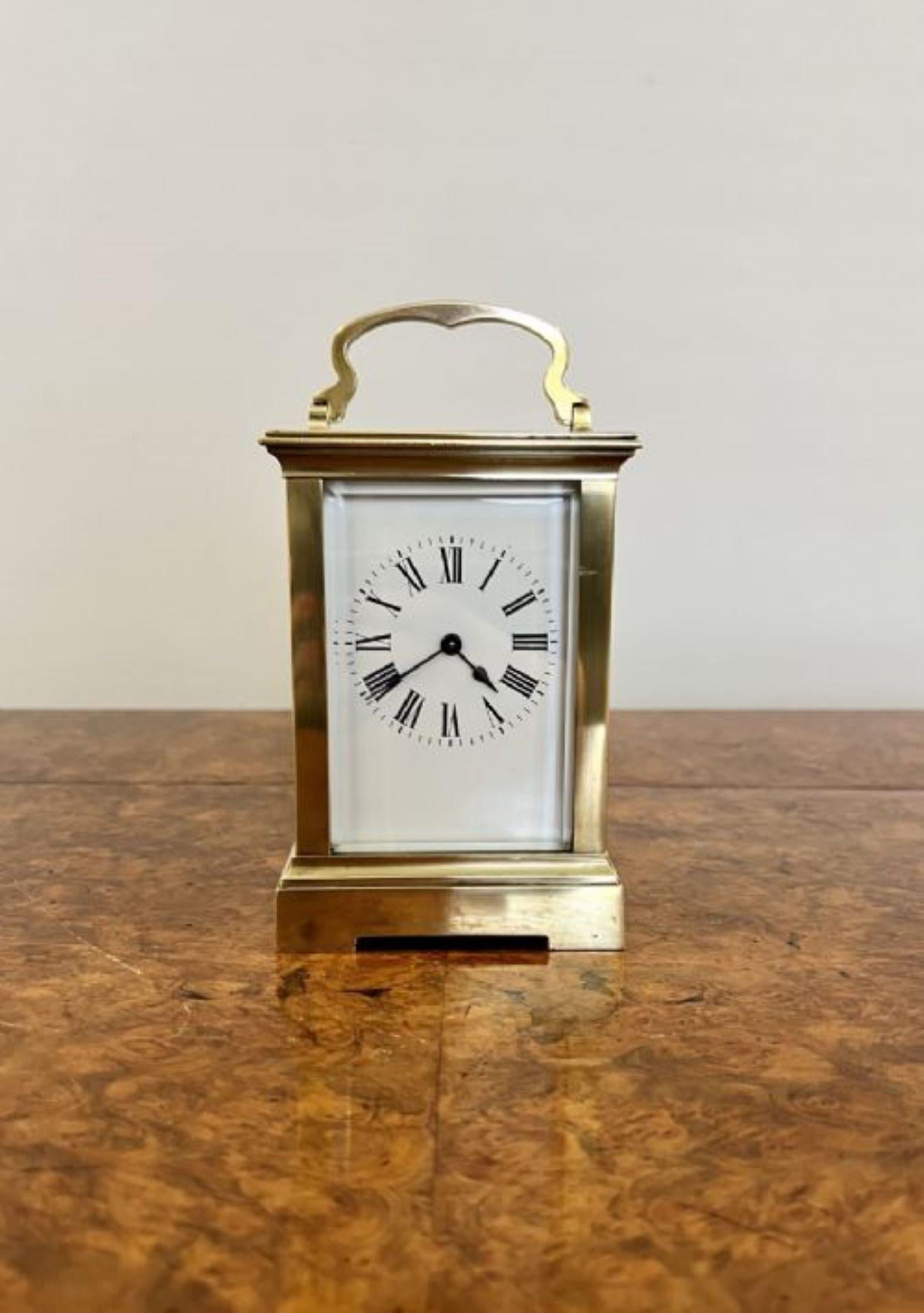 Large antique Victorian quality brass carriage clock  For Sale 1