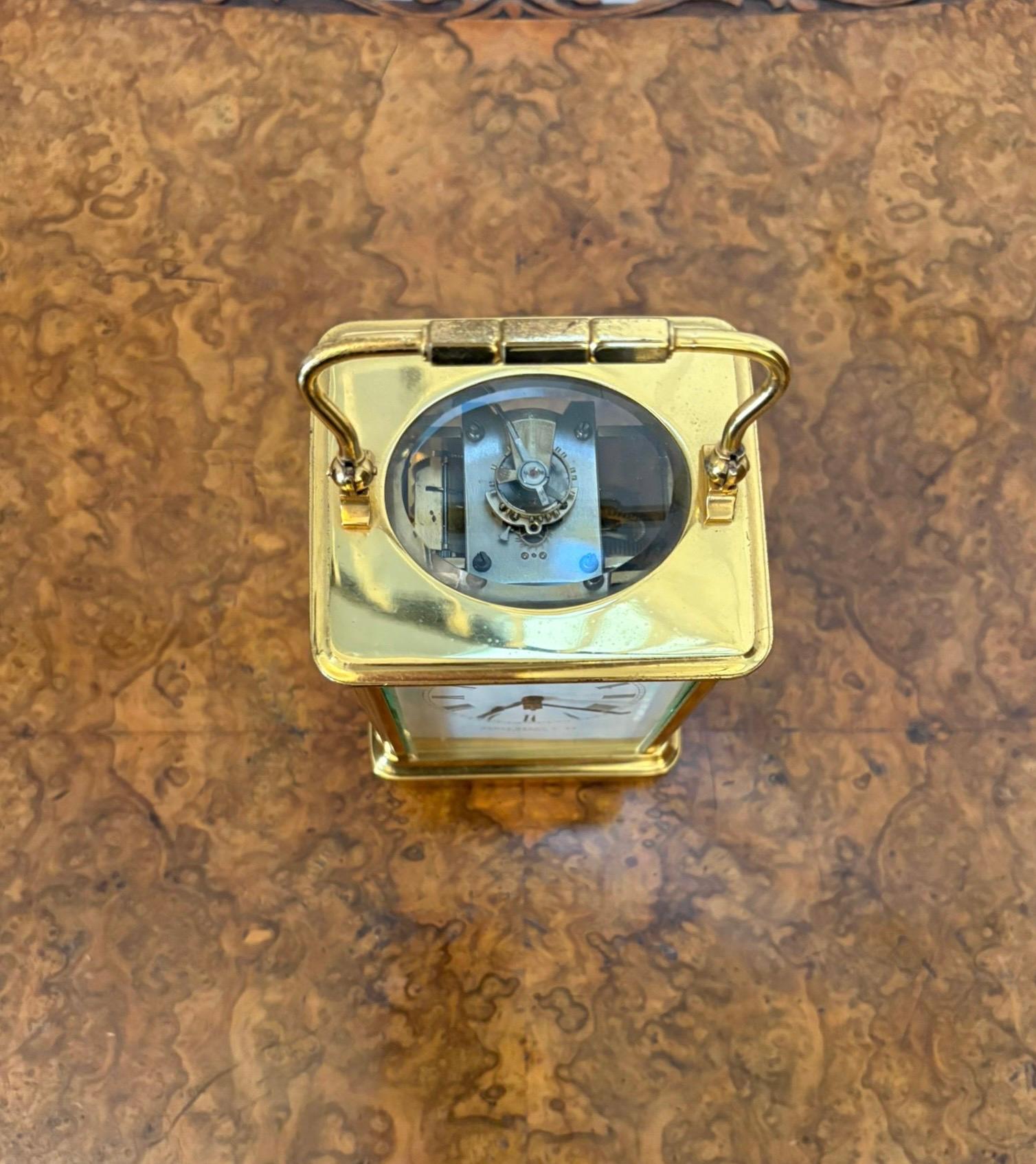 Large Antique Victorian Quality Brass Carriage Clock For Sale 1