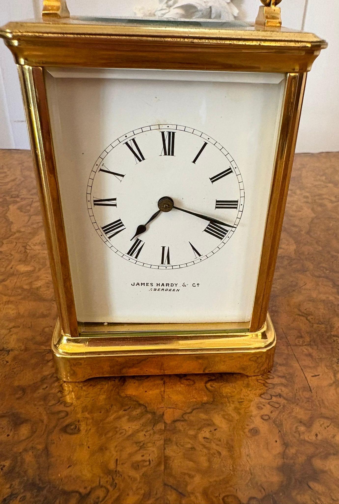 Large Antique Victorian Quality Brass Carriage Clock For Sale 2