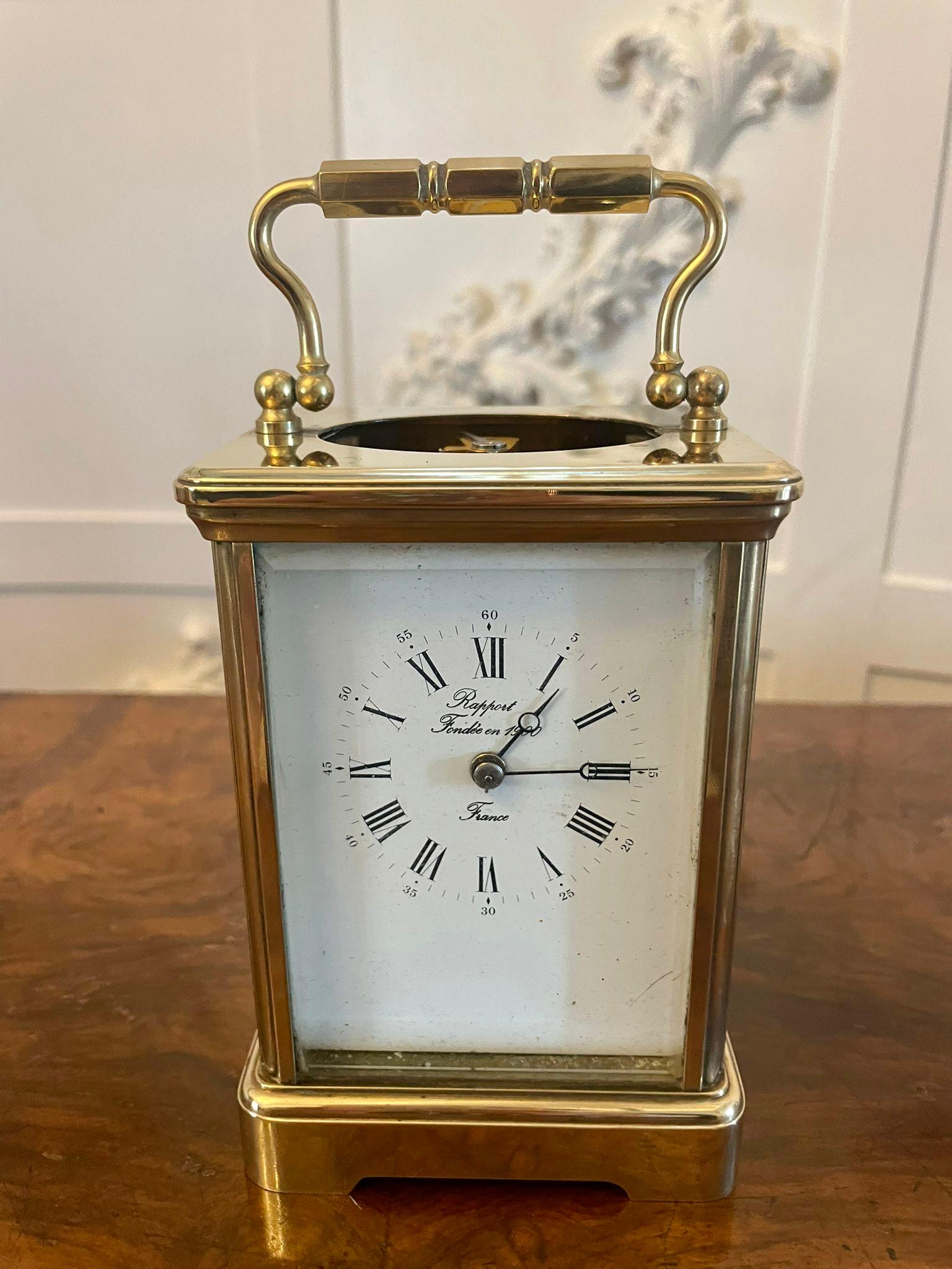 19th Century Large Antique Victorian Quality Brass Striking Carriage Clock  For Sale