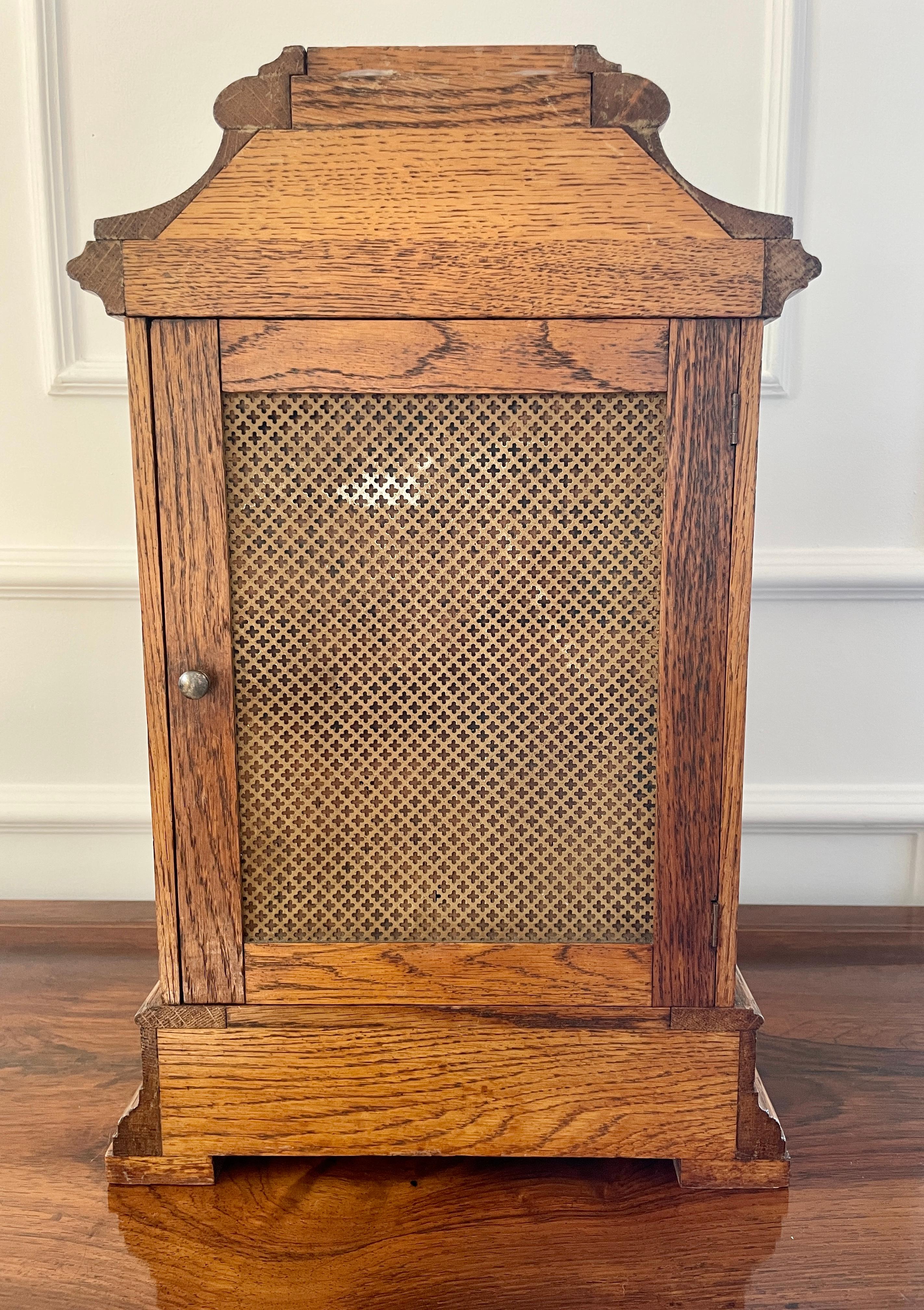 Large Antique Victorian Quality Carved Oak Bracket Clock For Sale 1