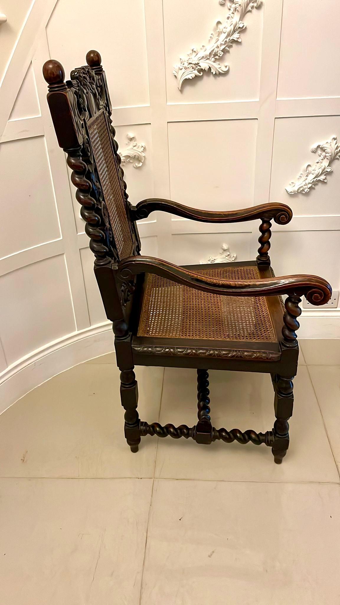  Grande chaise trône victorienne ancienne en chêne sculpté de qualité en vente 6