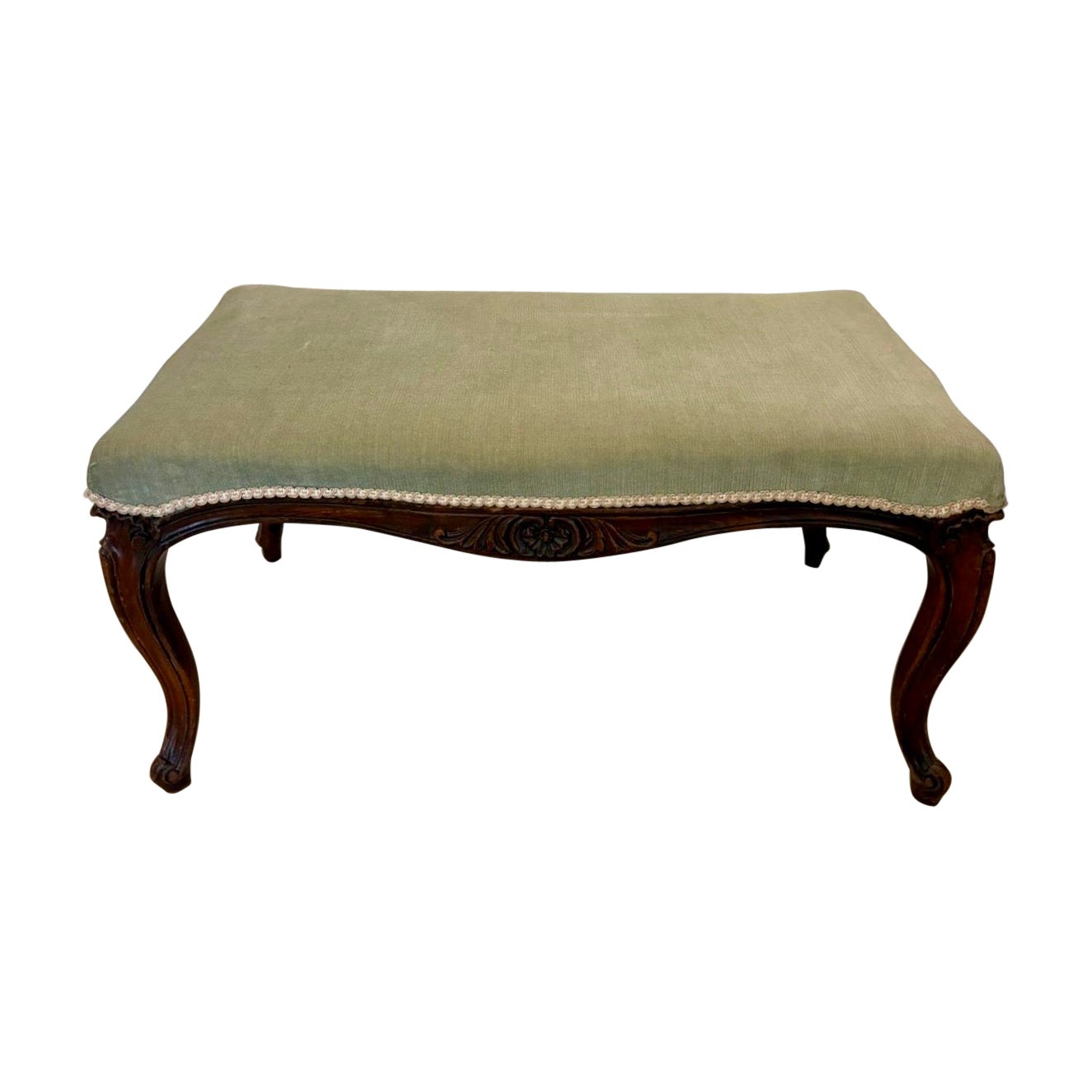 Large Antique Victorian Quality Carved Walnut Stool