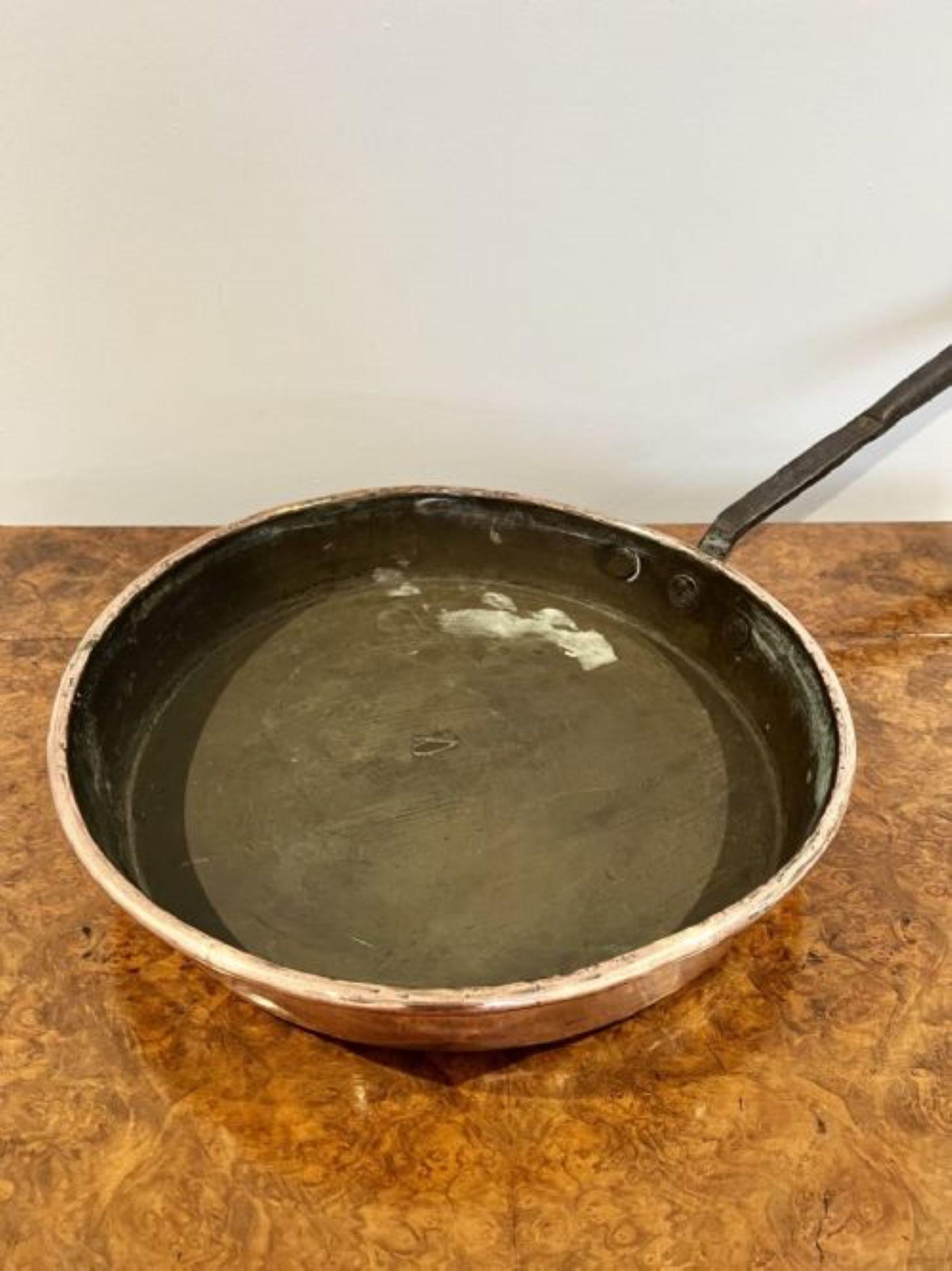 19th Century Large antique Victorian quality copper pan For Sale