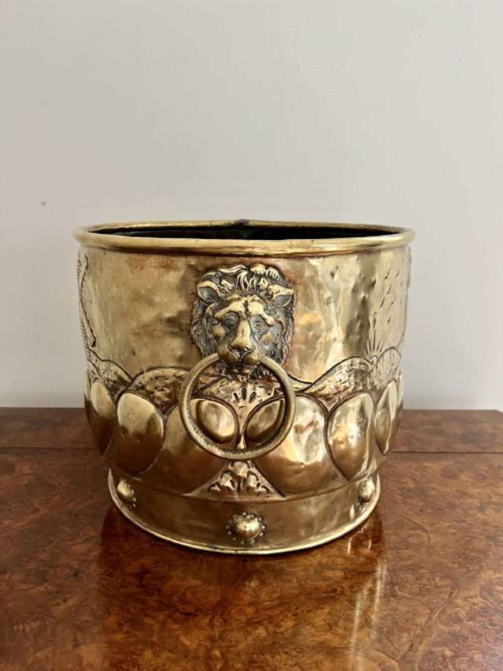 19th Century Large Antique Victorian Quality Dutch Brass Jardiniere For Sale