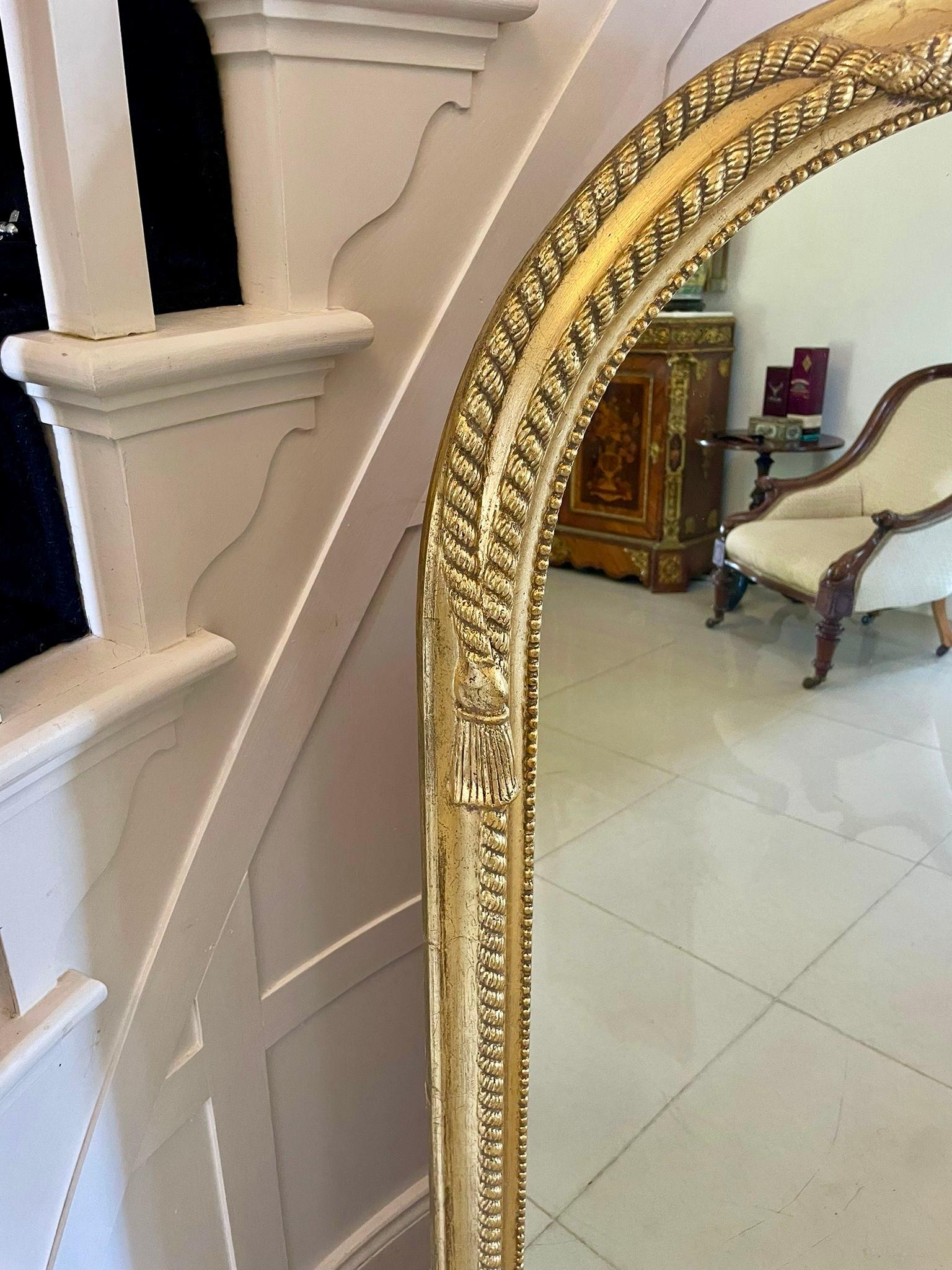 English Large Antique Victorian Quality Gilded Overmantle Mirror