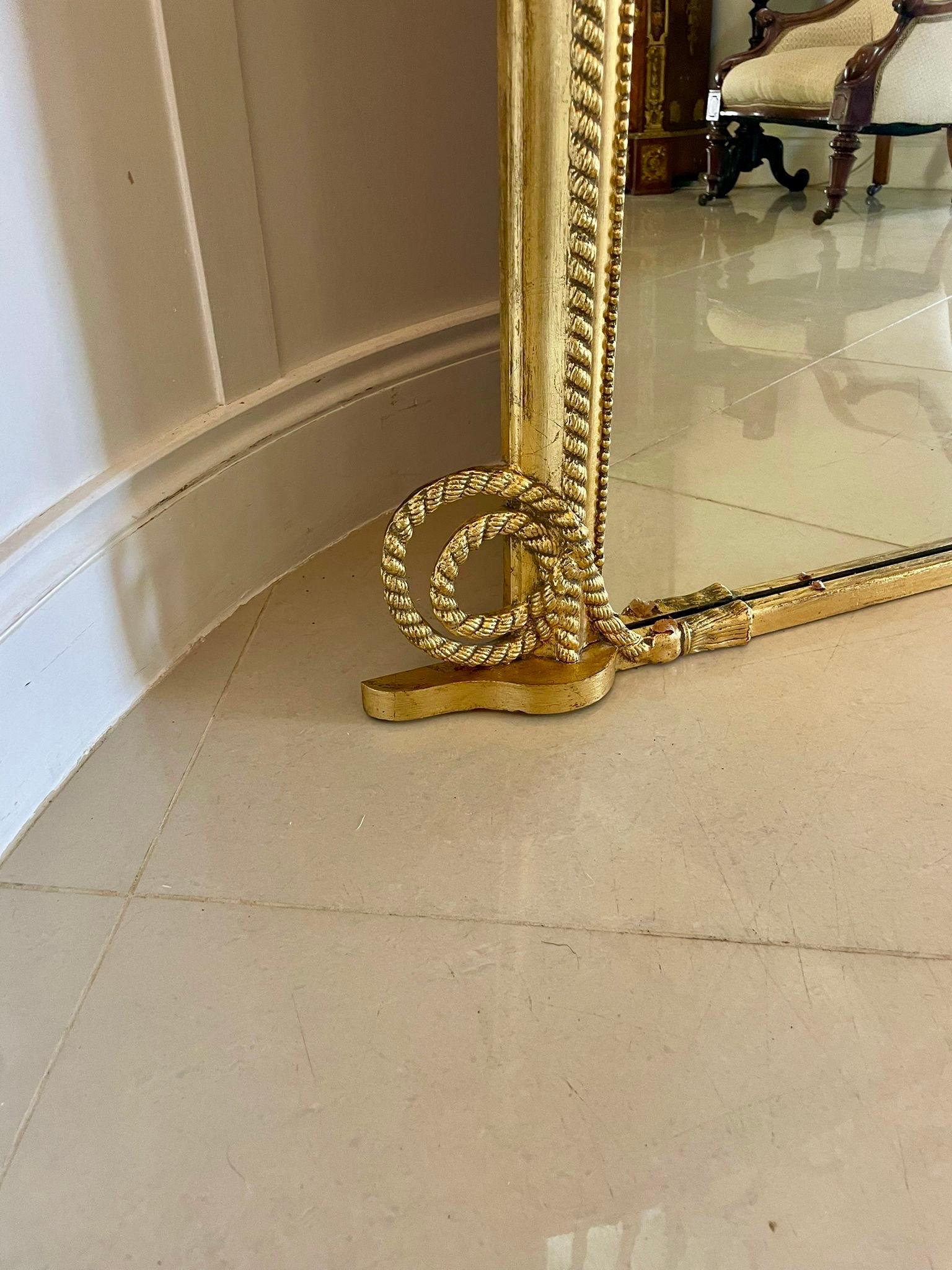 Large Antique Victorian Quality Gilded Overmantle Mirror In Good Condition In Suffolk, GB
