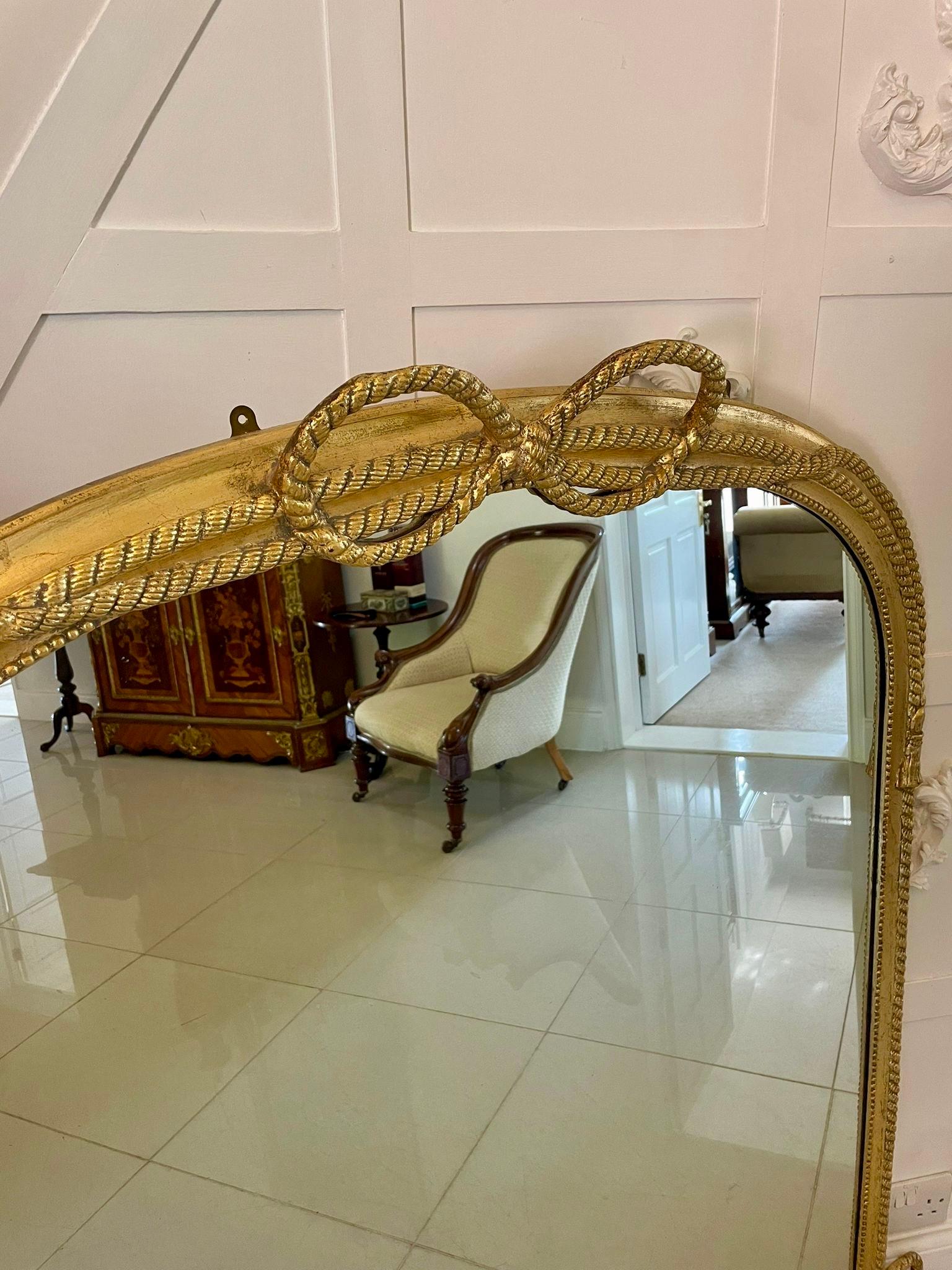 Large Antique Victorian Quality Gilded Overmantle Mirror 1