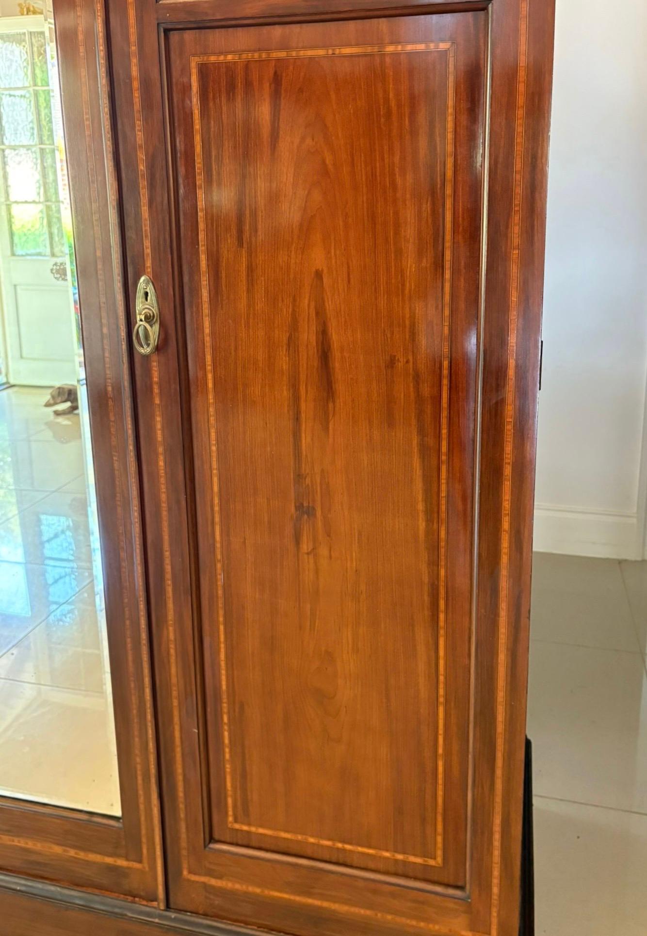 Other Large Antique Victorian Quality Inlaid Figured Mahogany 3 Door Wardrobe For Sale