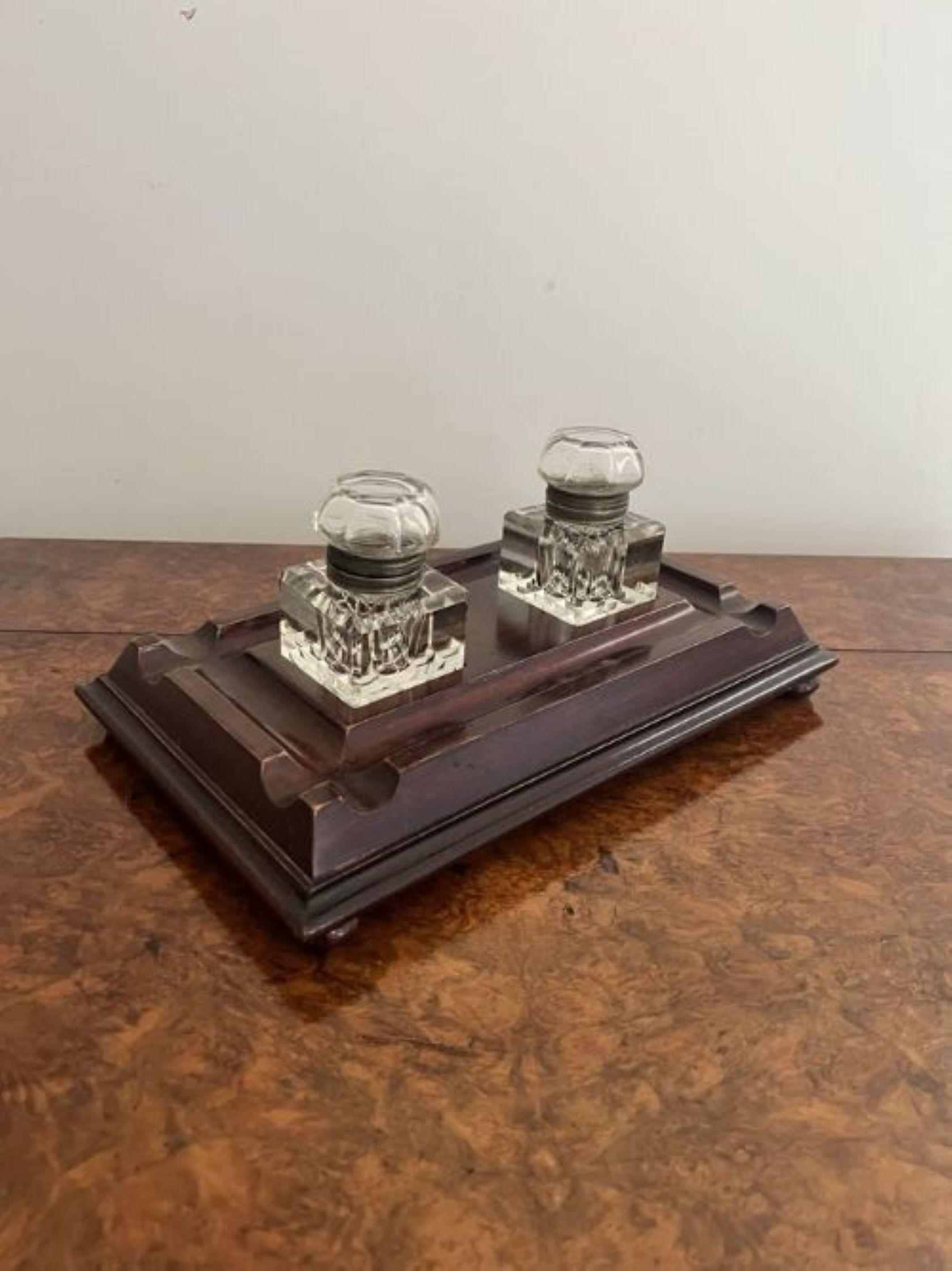 Large antique Victorian quality mahogany and glass desk set  In Good Condition For Sale In Ipswich, GB