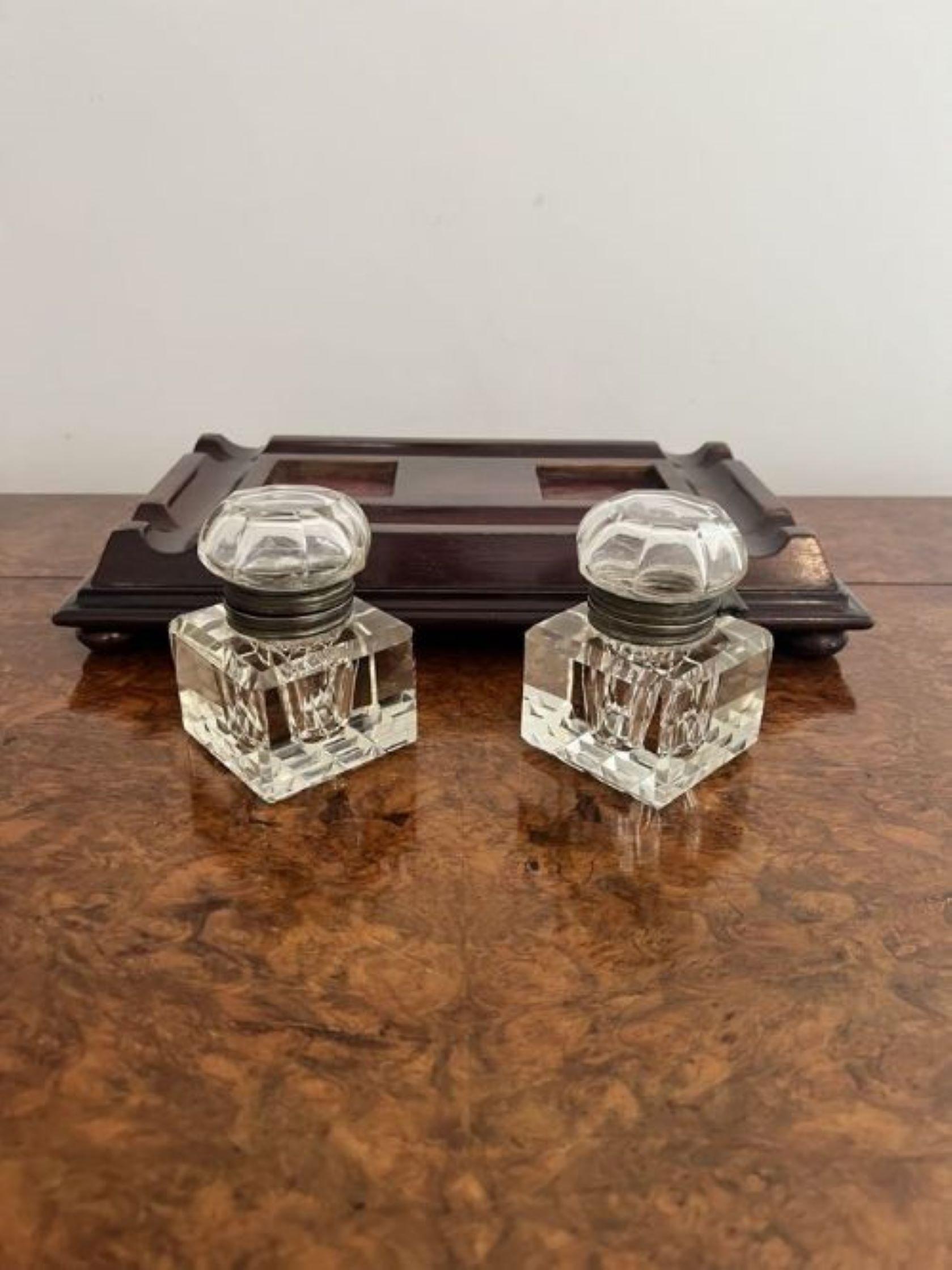 19th Century Large antique Victorian quality mahogany and glass desk set  For Sale