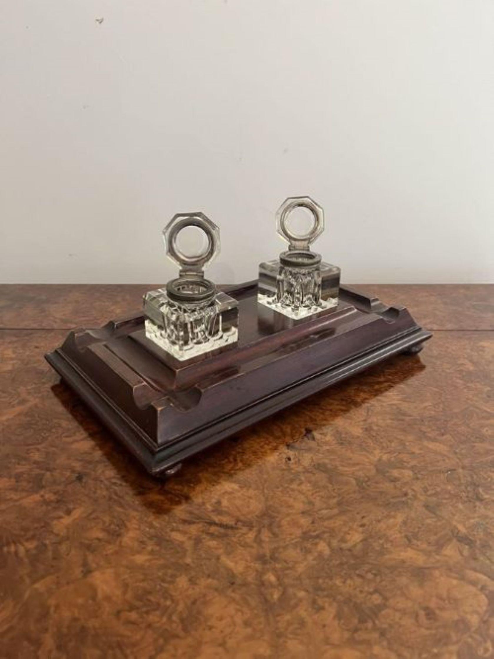 Glass Large antique Victorian quality mahogany and glass desk set  For Sale