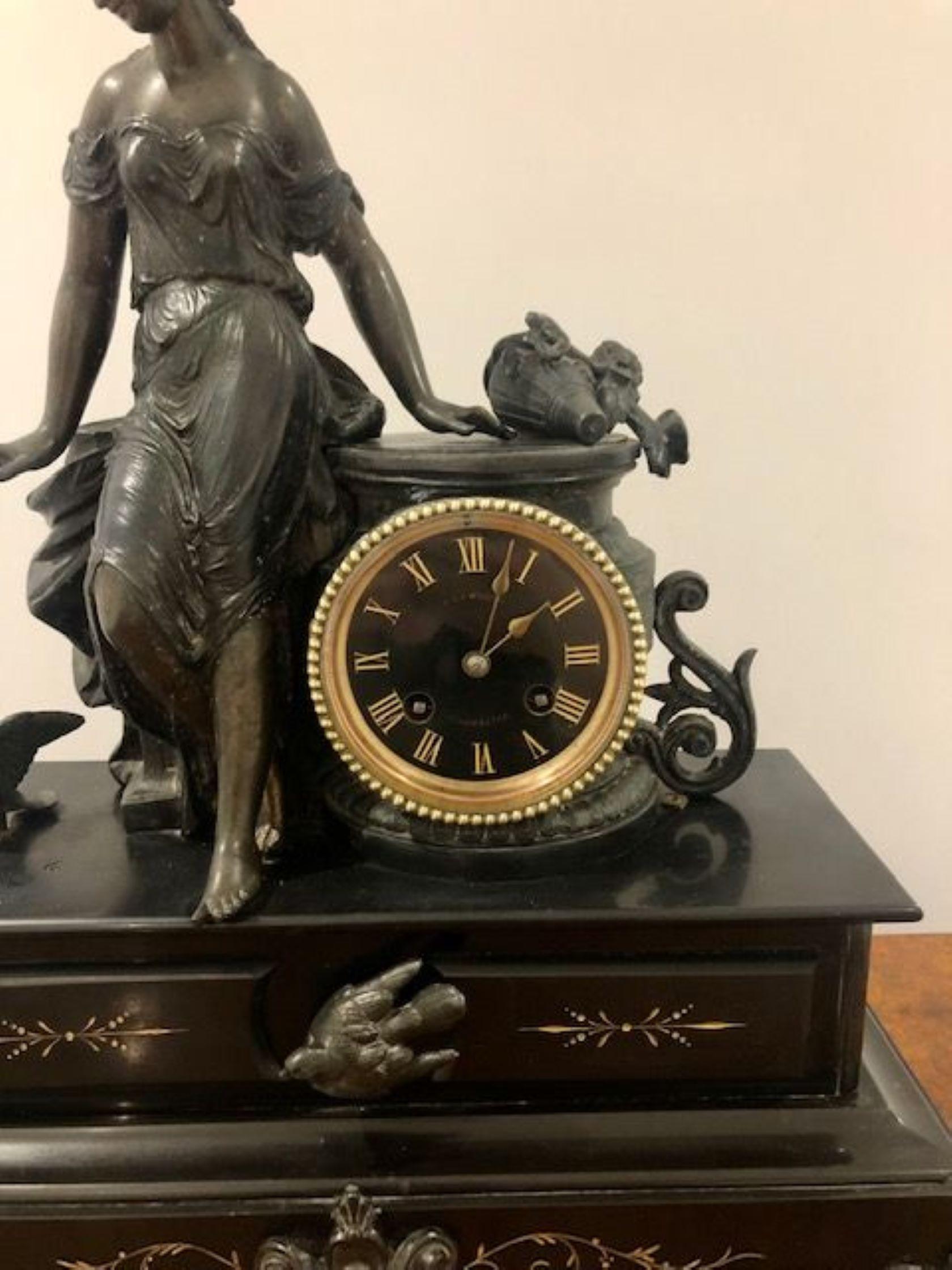 Large Antique Victorian Quality Mantle Clock For Sale 6