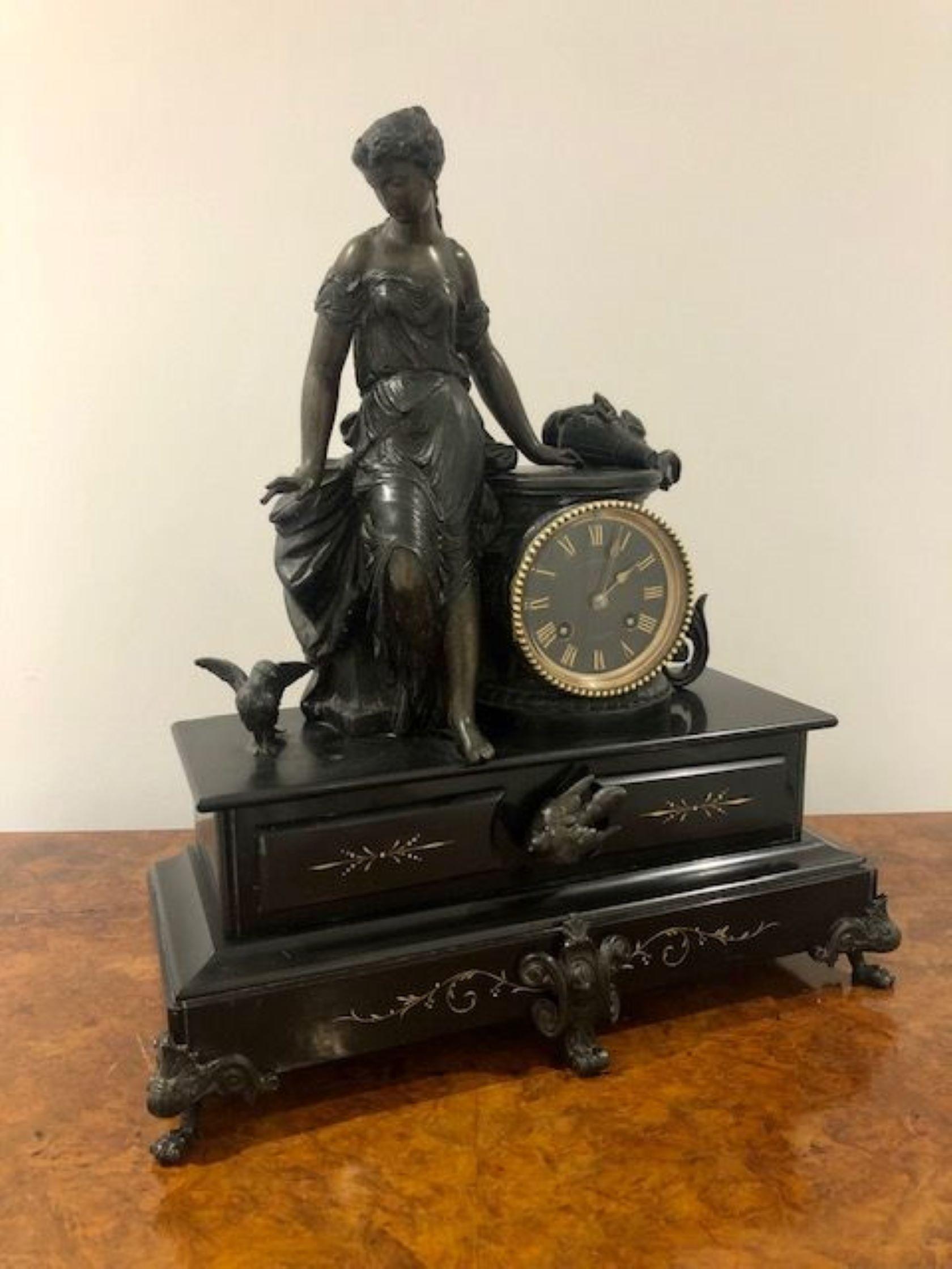 19th Century Large Antique Victorian Quality Mantle Clock For Sale