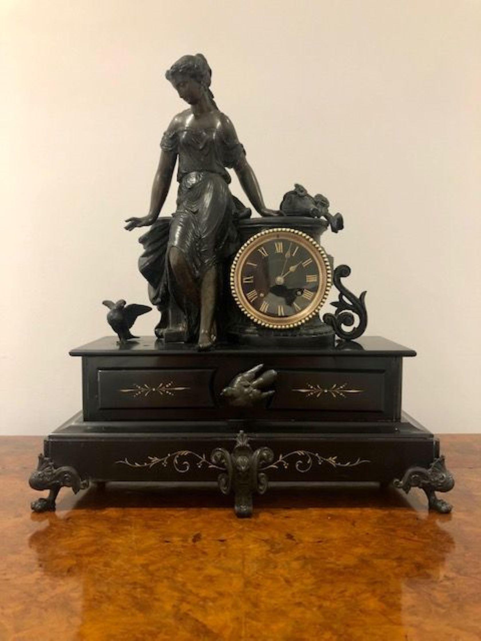 Large Antique Victorian Quality Mantle Clock For Sale 4