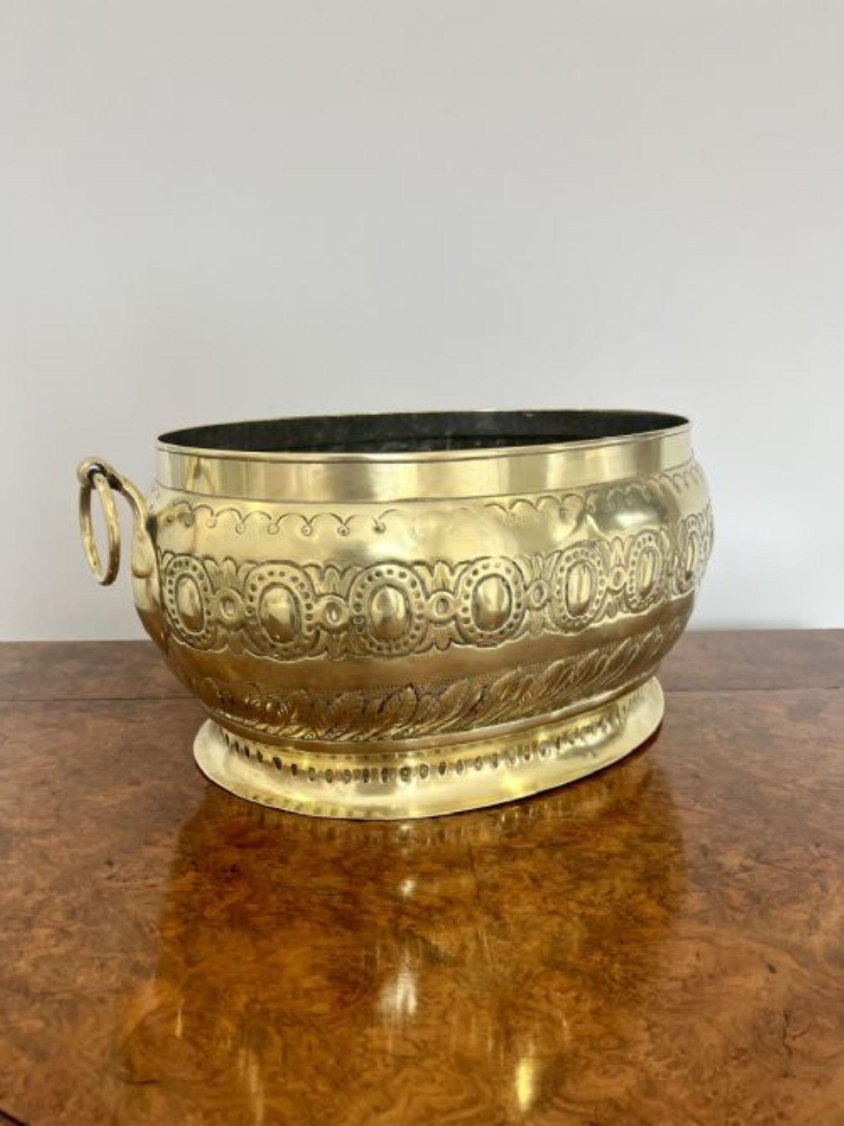 19th Century Large Antique Victorian Quality Ornate Brass Wine Cooler For Sale