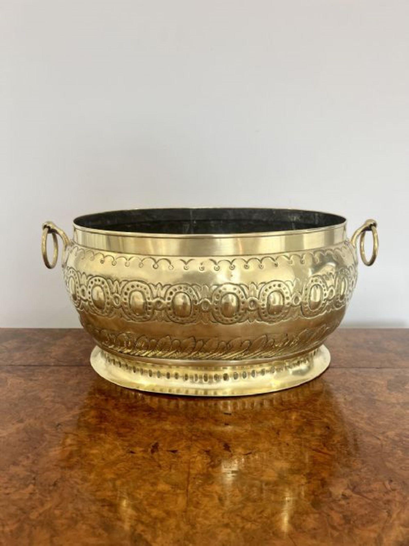 Large Antique Victorian Quality Ornate Brass Wine Cooler For Sale 1