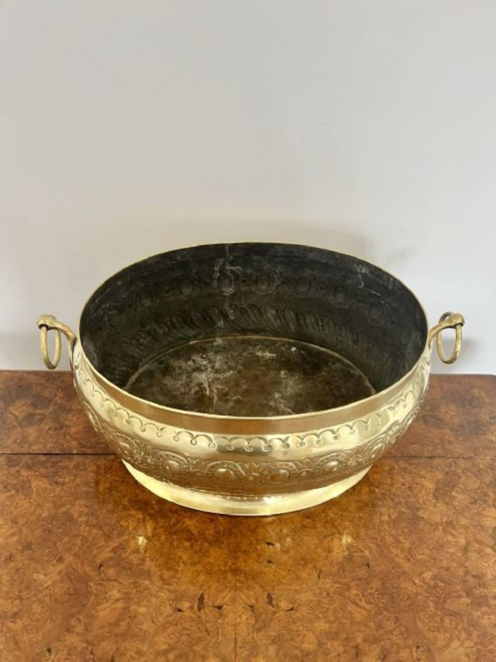 Large Antique Victorian Quality Ornate Brass Wine Cooler For Sale 2