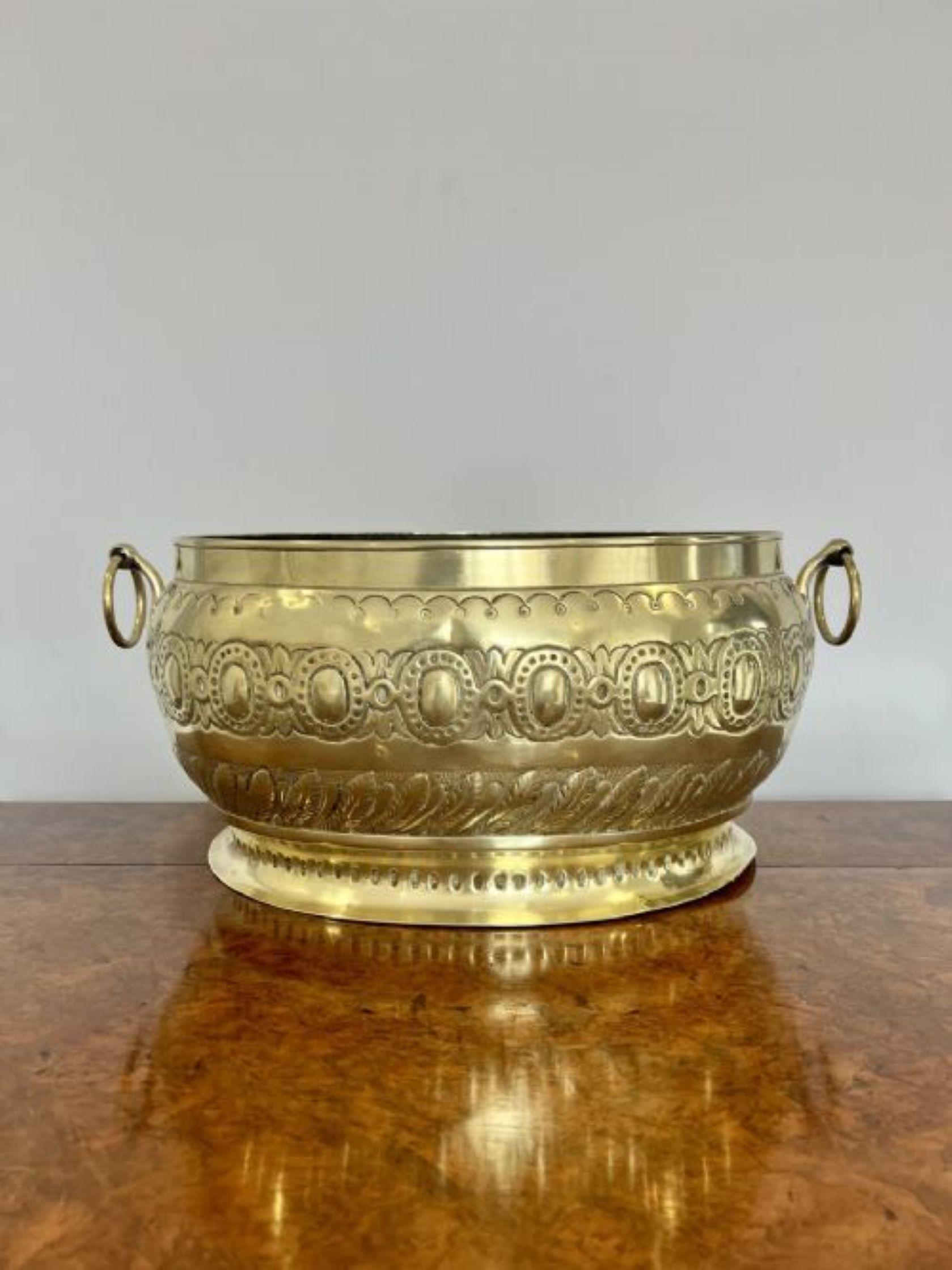 Large Antique Victorian Quality Ornate Brass Wine Cooler For Sale 3