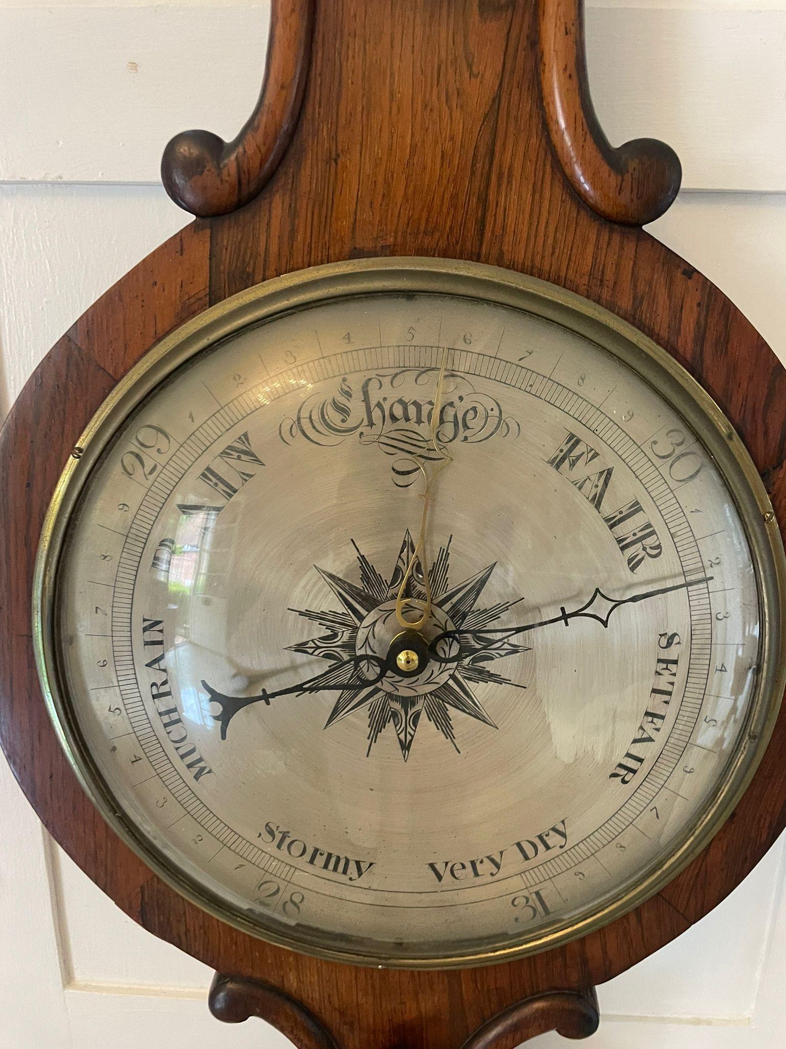 Large Antique Victorian Quality Rosewood Banjo Barometer In Good Condition For Sale In Suffolk, GB