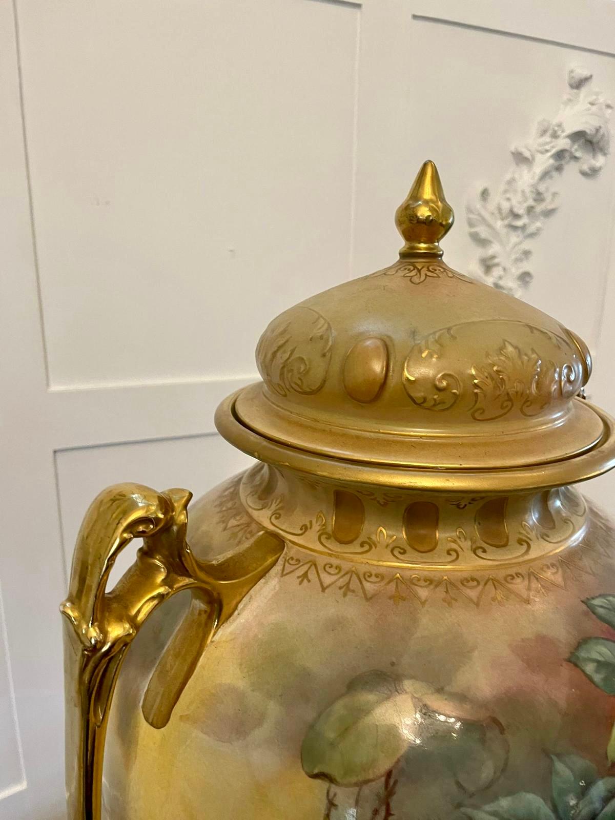 Large Antique Victorian Quality Royal Crown Devon Lidded Vase For Sale 4