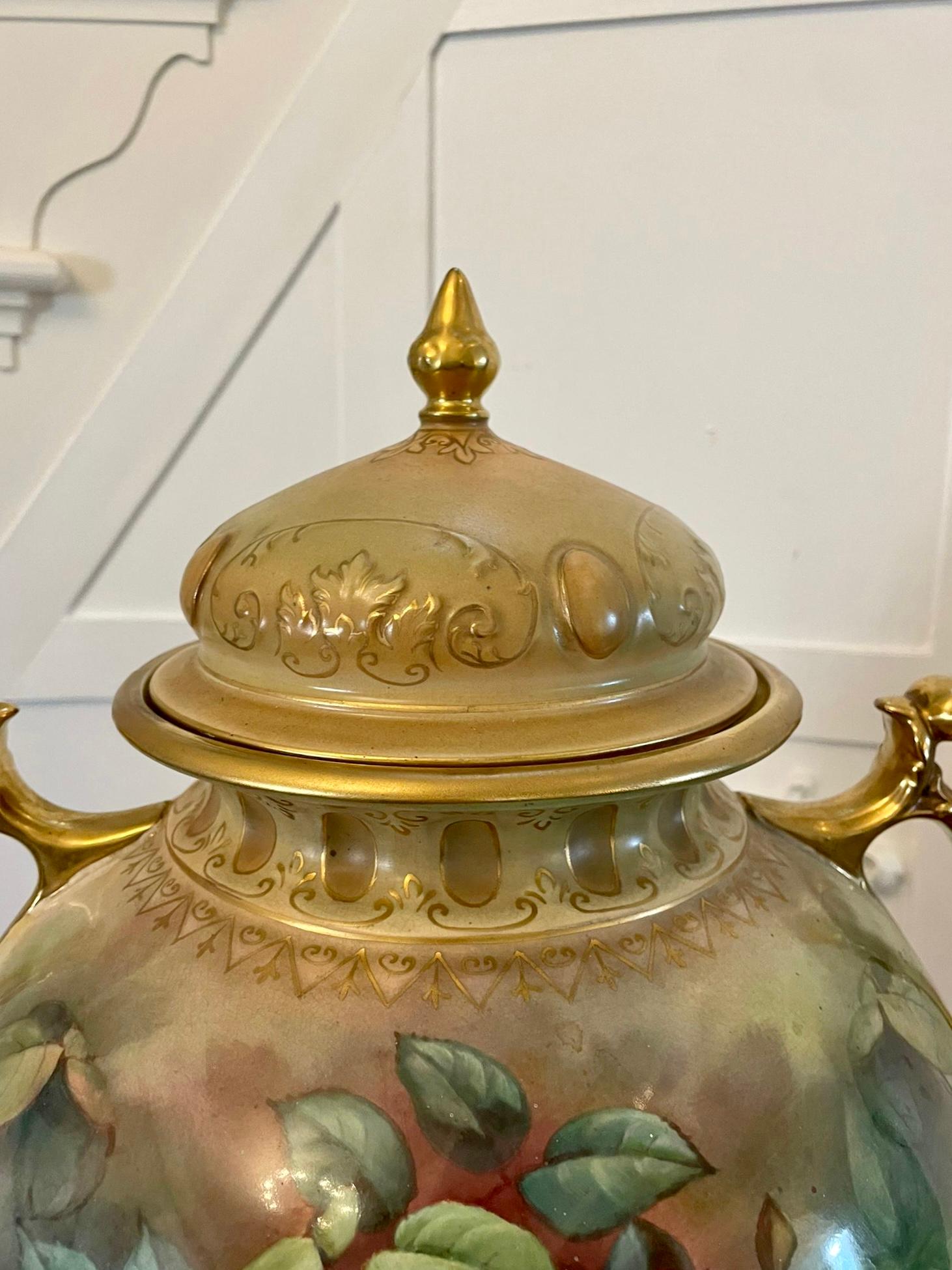 Large Antique Victorian Quality Royal Crown Devon Lidded Vase For Sale 6