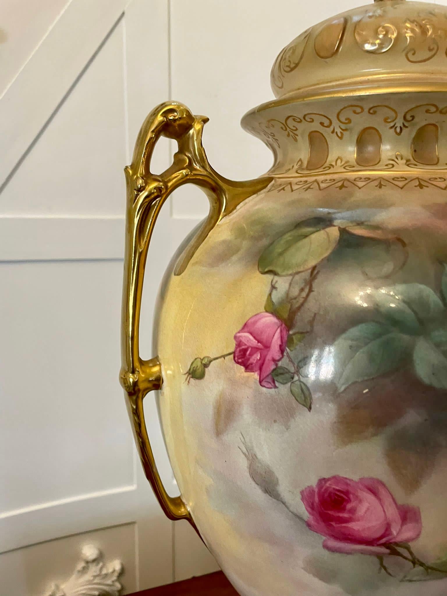 Large Antique Victorian Quality Royal Crown Devon Lidded Vase For Sale 7
