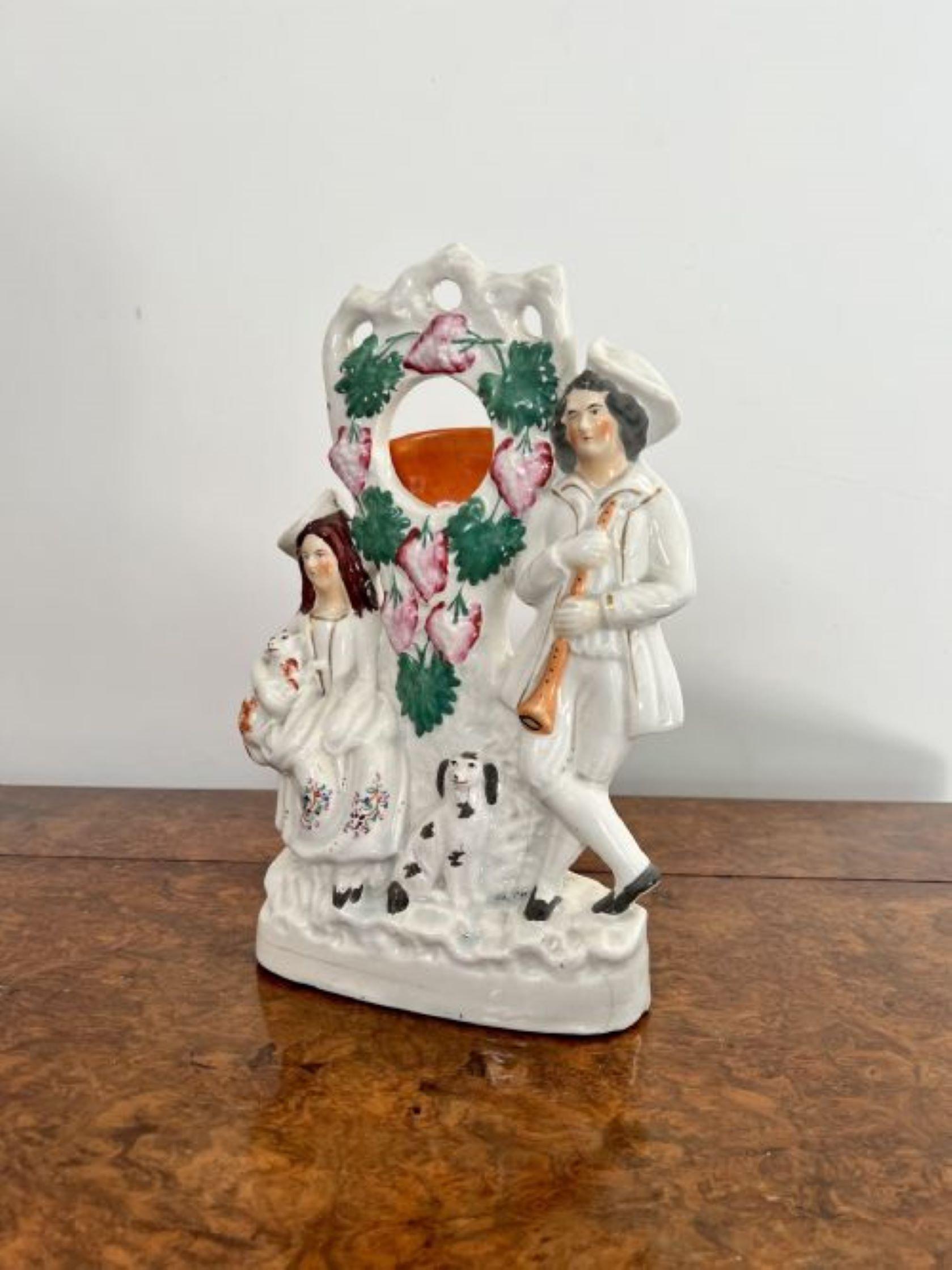 19th Century Large antique Victorian quality Staffordshire watch holder For Sale