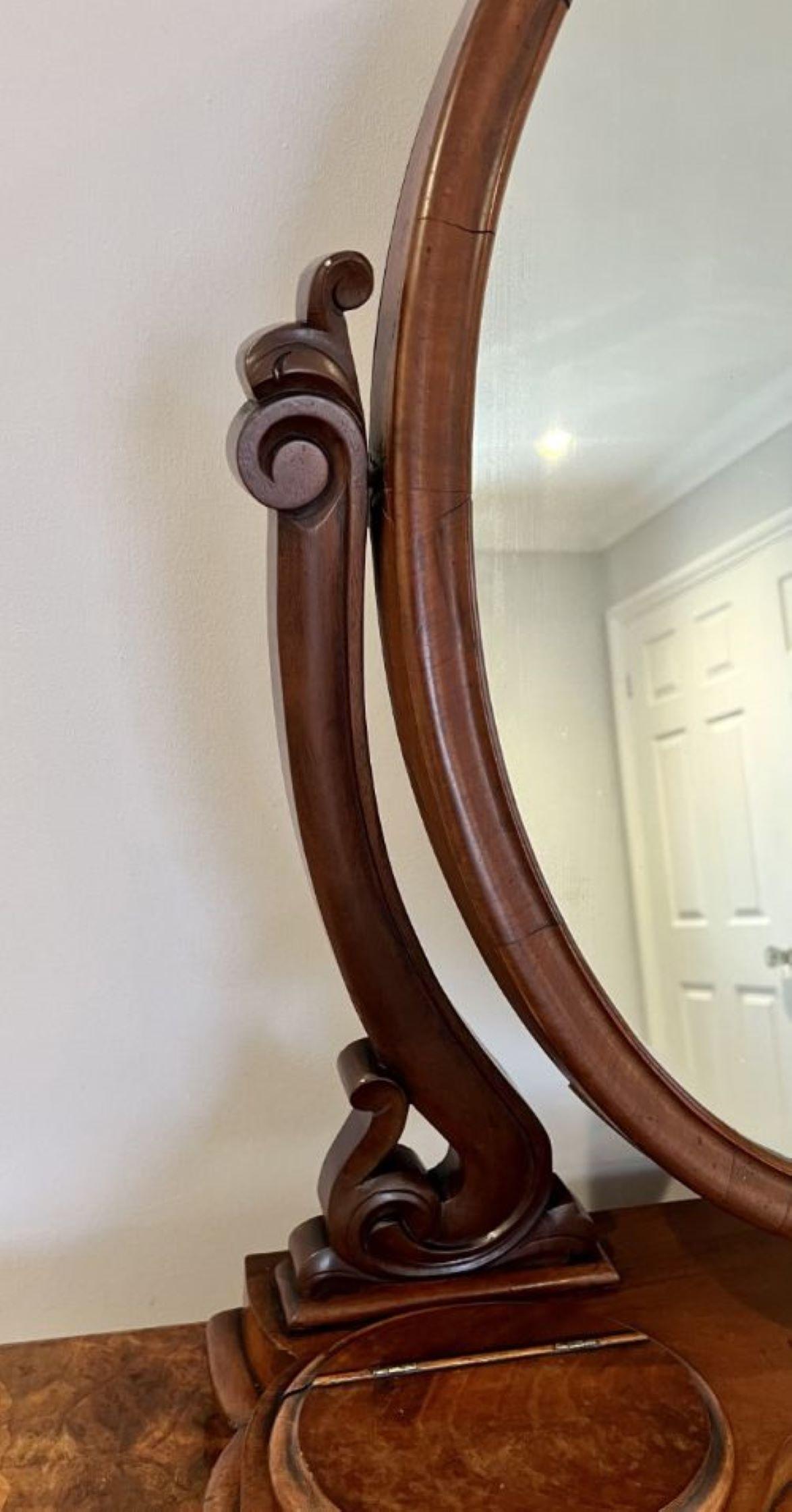 Glass Large antique Victorian quality walnut dressing mirror  For Sale