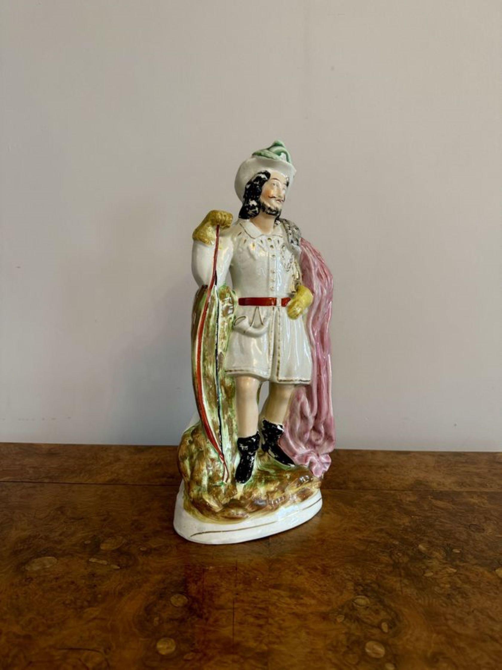 Große antike viktorianische Staffordshire-Figur mit Robin Hood  im Angebot 1