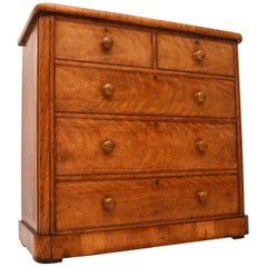 Large Antique Victorian Satin Birch Chest of Drawers