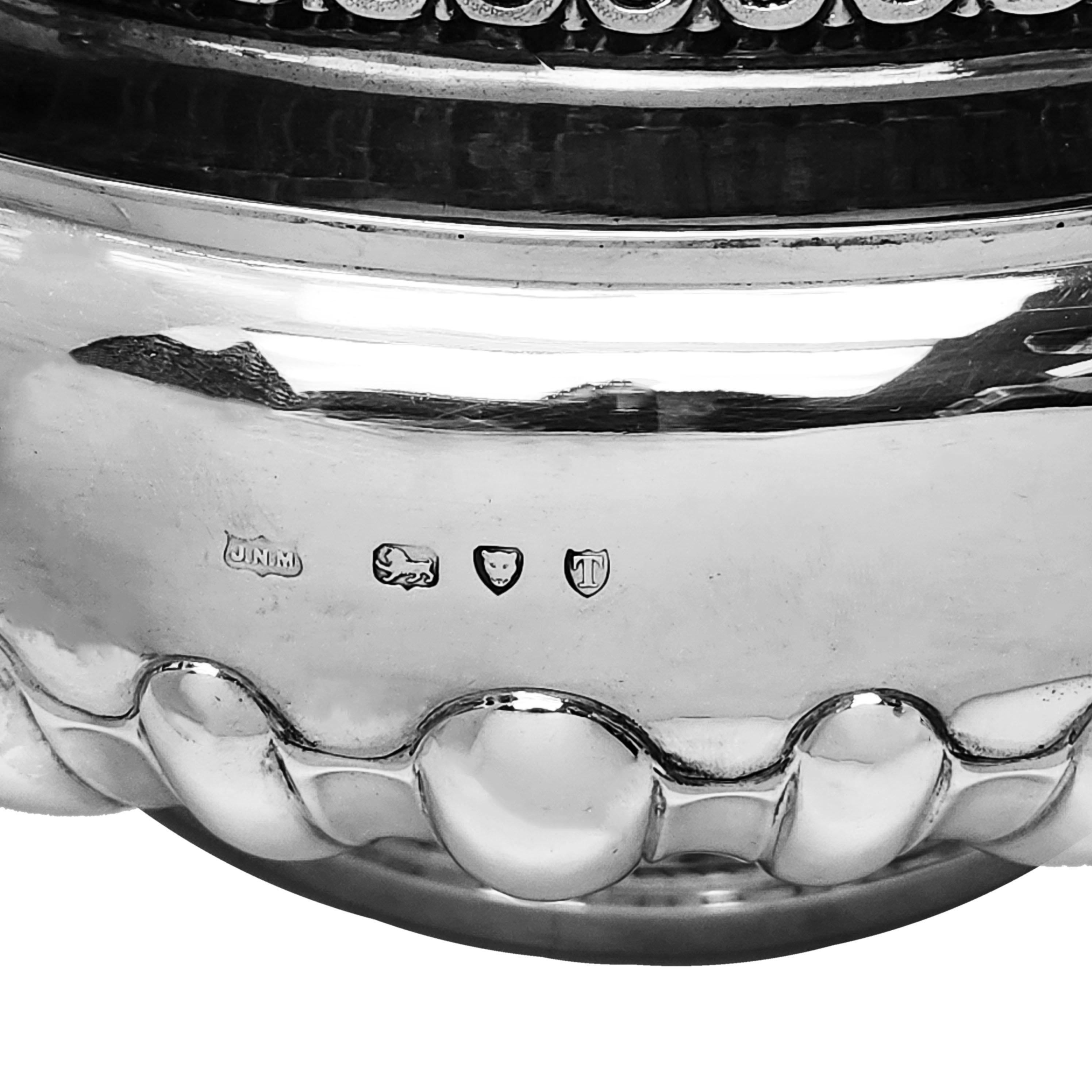 Large Antique Victorian Silver Bowl / Wine Champagne Cooler London 1894 For Sale 1