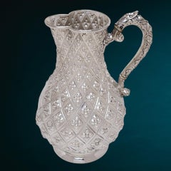 Large Antique Victorian Silver Jug London 1862 Hot Water, Beer, Water, Cocktails