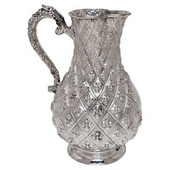 Large Antique Victorian Silver Jug London 1862 Hot Water, Beer, Water, Cocktails