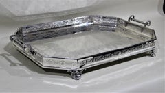 Thomas Ross Scotland Large Antique Victorian Silver Plated Gallery Serving Tray