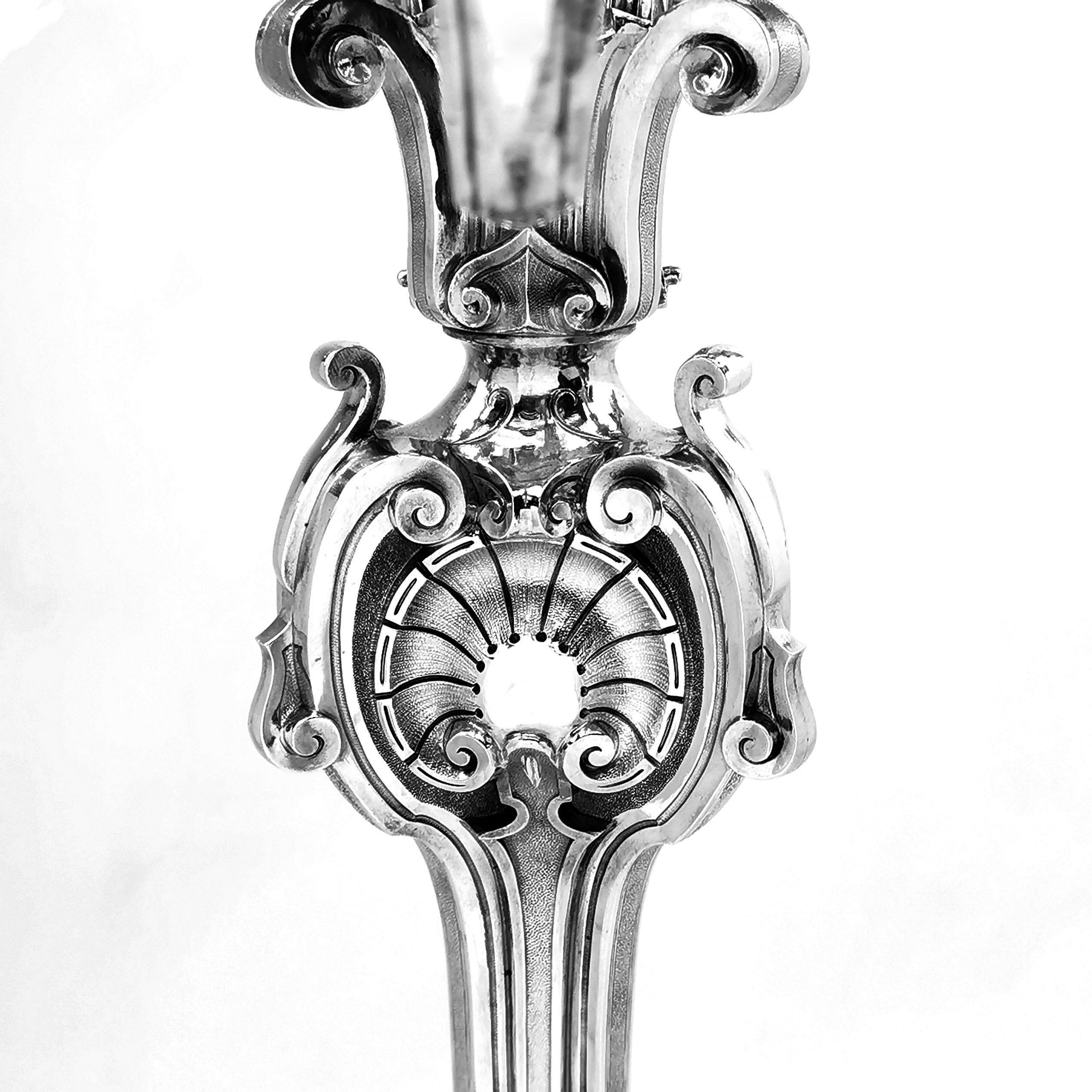 Large Antique Victorian Solid Silver Candelabra 1852 Candelabrum / Candleholder 1