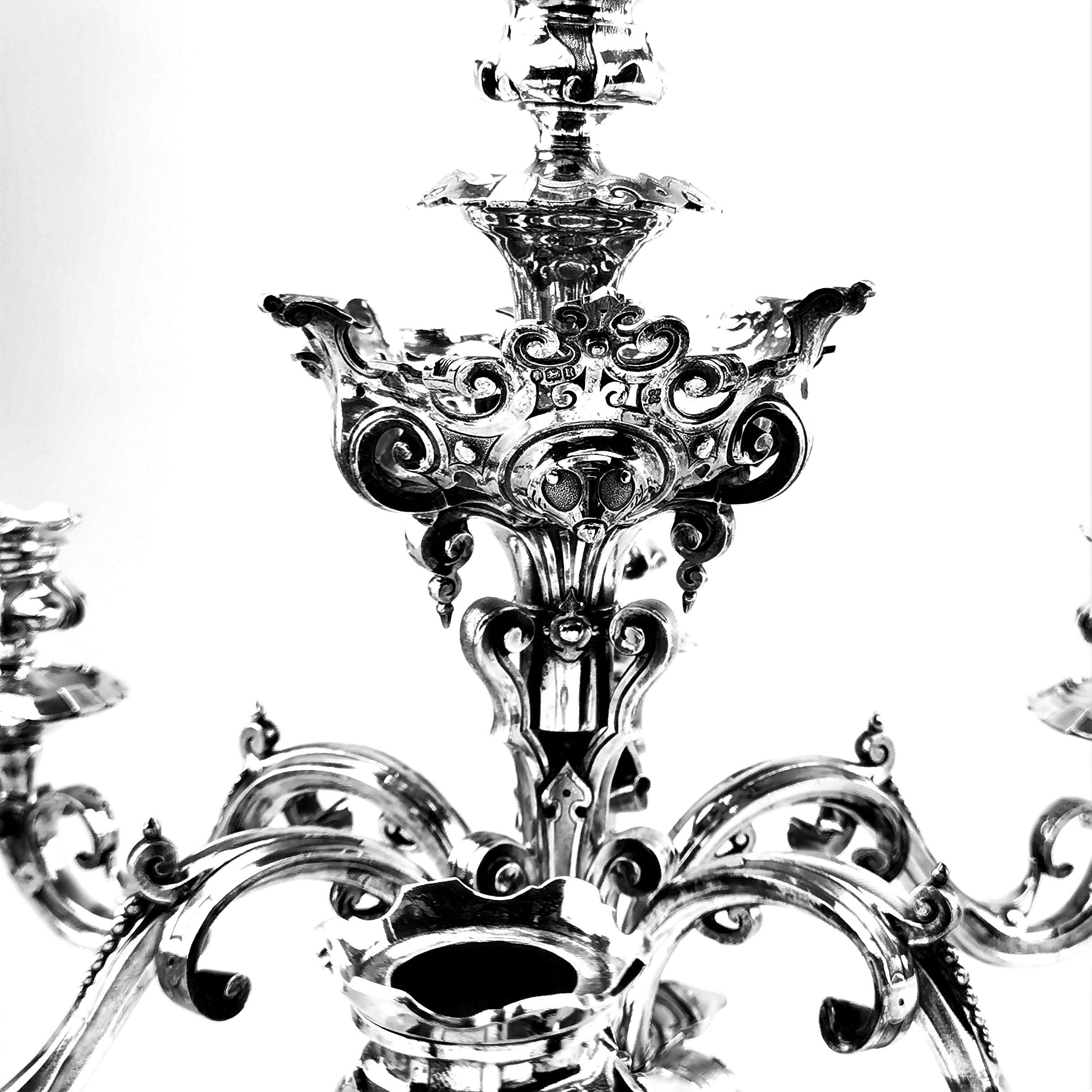 19th Century Large Antique Victorian Solid Silver Candelabra 1852 Candelabrum / Candleholder