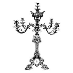 Large Antique Victorian Solid Silver Candelabra 1852 Candelabrum / Candleholder