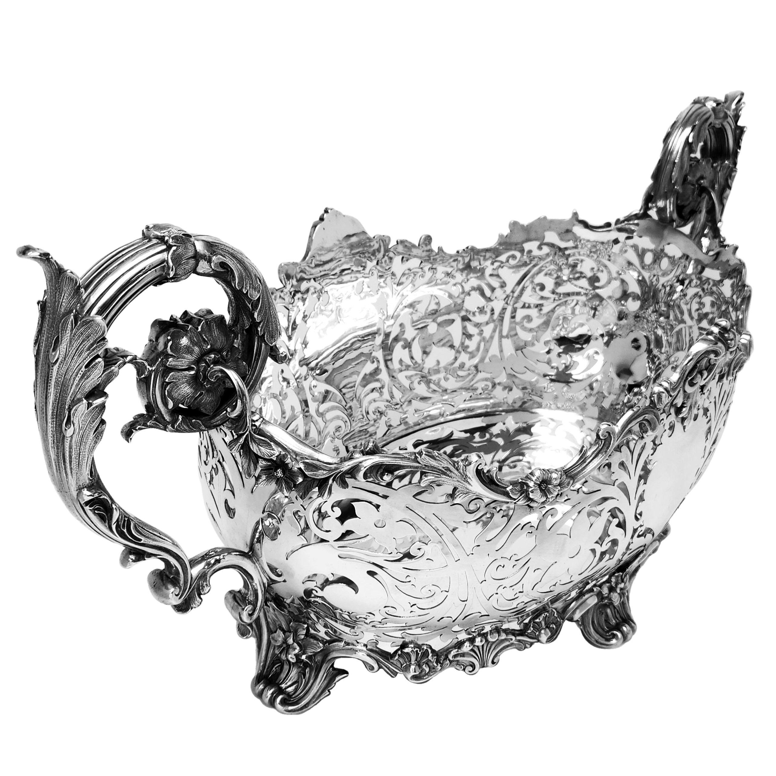Großer antiker viktorianischer Sterling Silber Korb 1899 Barnards (Viktorianisch) im Angebot