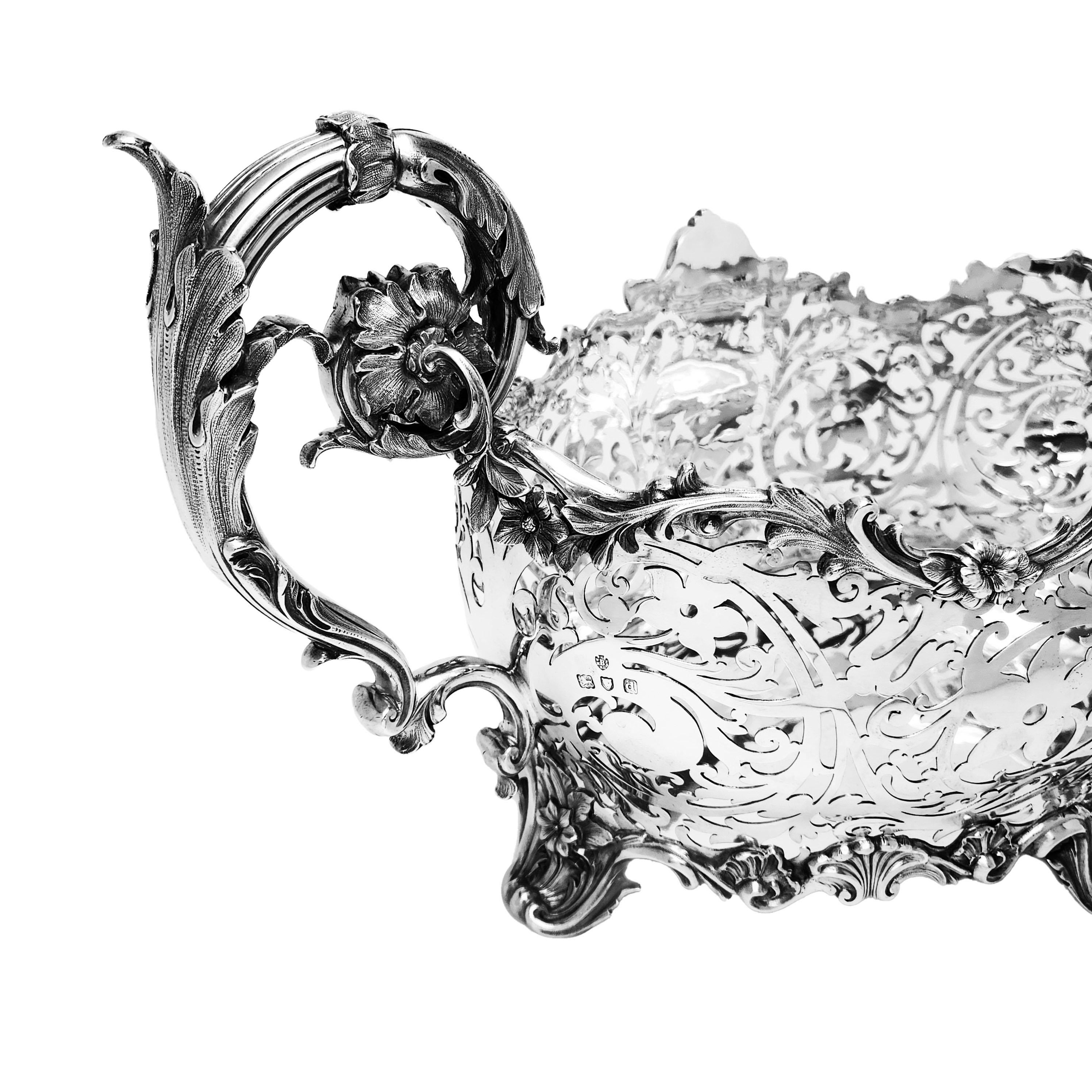 Großer antiker viktorianischer Sterling Silber Korb 1899 Barnards (Englisch) im Angebot