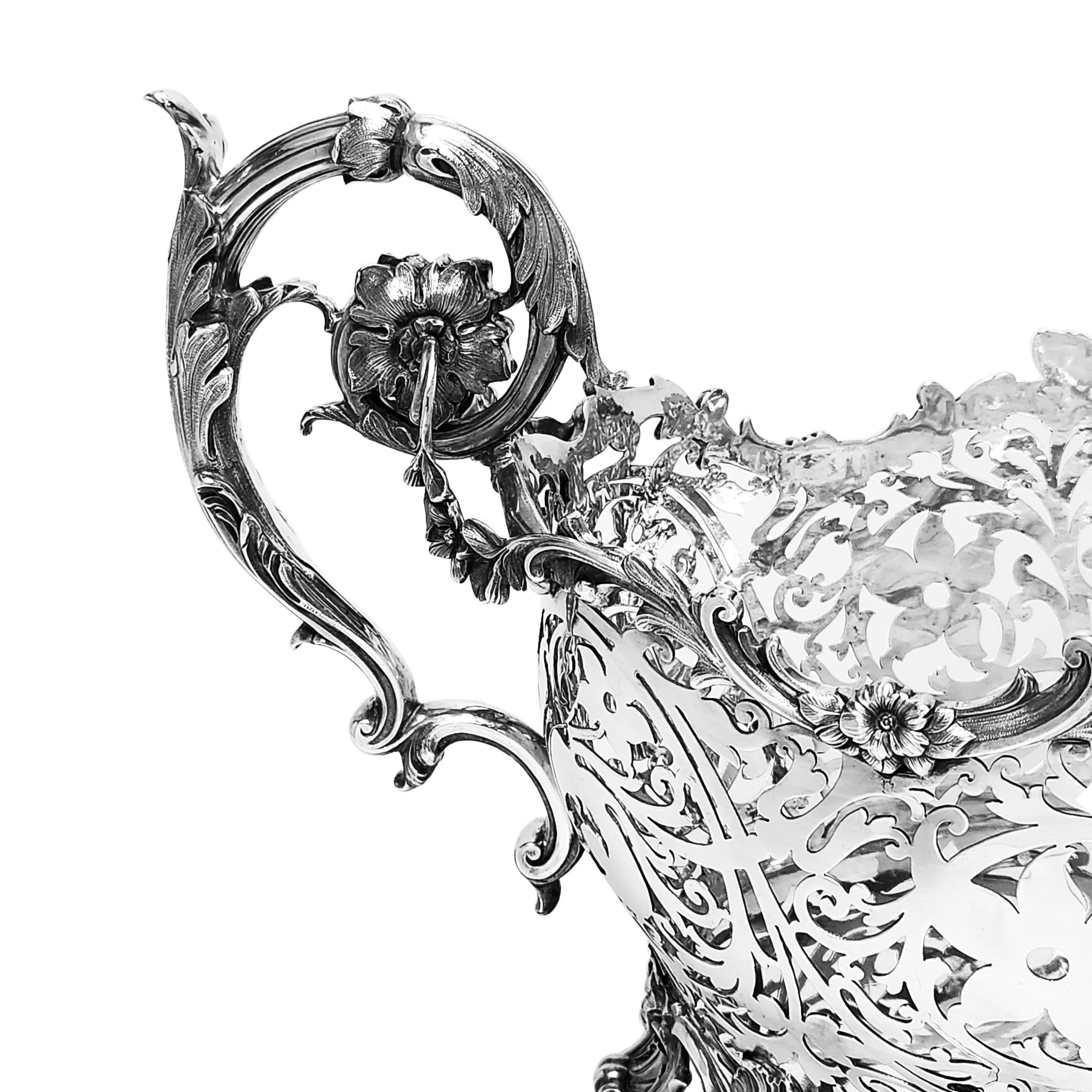 Großer antiker viktorianischer Sterling Silber Korb 1899 Barnards im Zustand „Gut“ im Angebot in London, GB