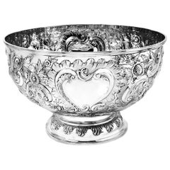 Large Antique Victorian Sterling Silver Bowl 1897 Punch Champagne Cooler