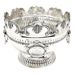 Große antike viktorianische Sterling Silber Schale / Champagner Weinkühler:: 1893