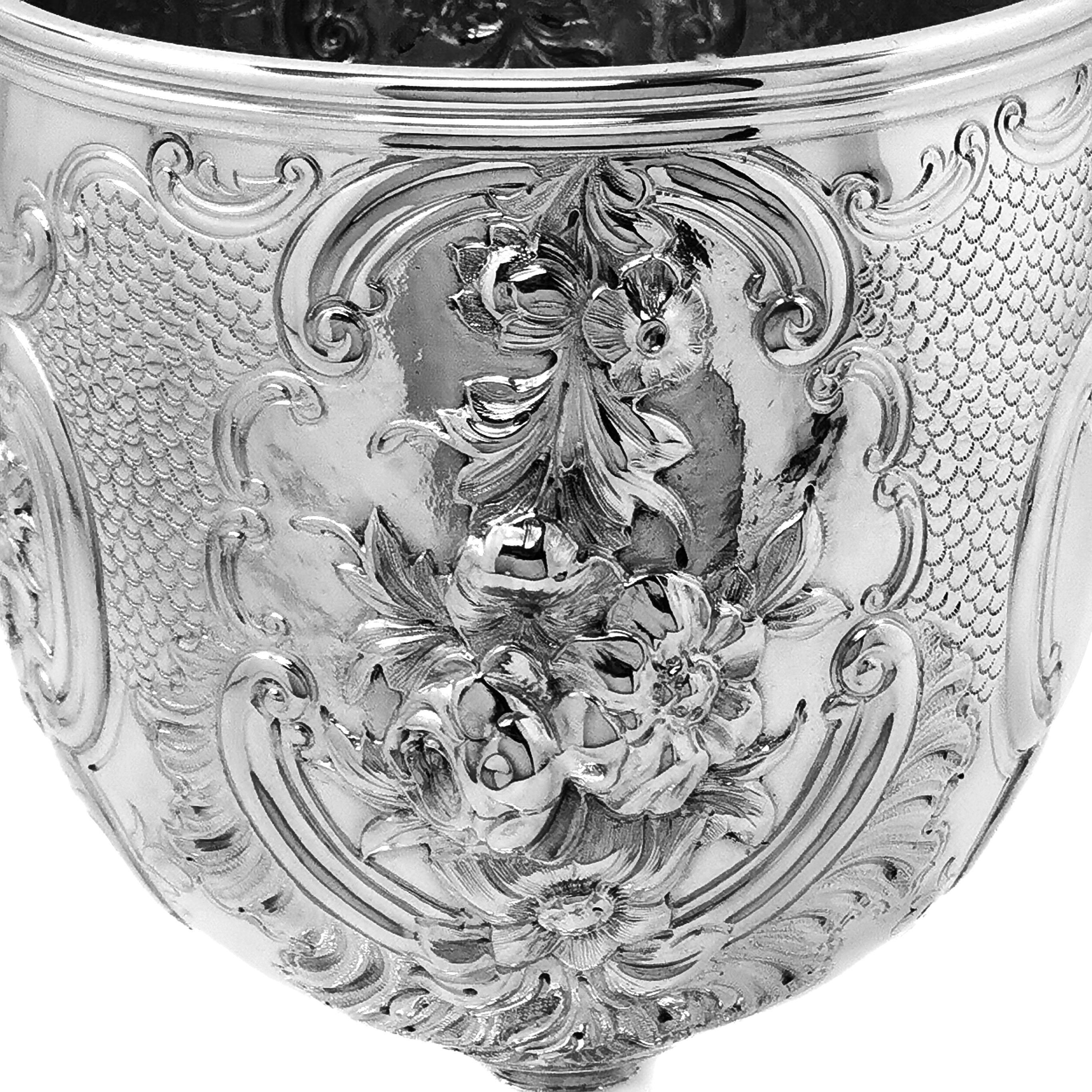 19th Century Large Antique Victorian Sterling Silver Cup / Goblet, 1863