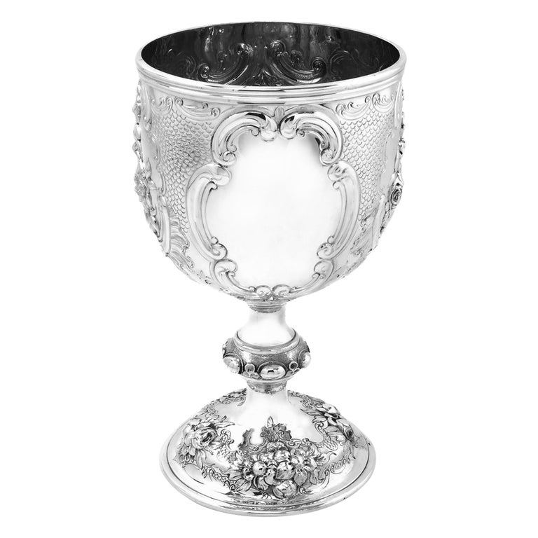 Large Antique Victorian Sterling Silver Cup / Goblet, 1863