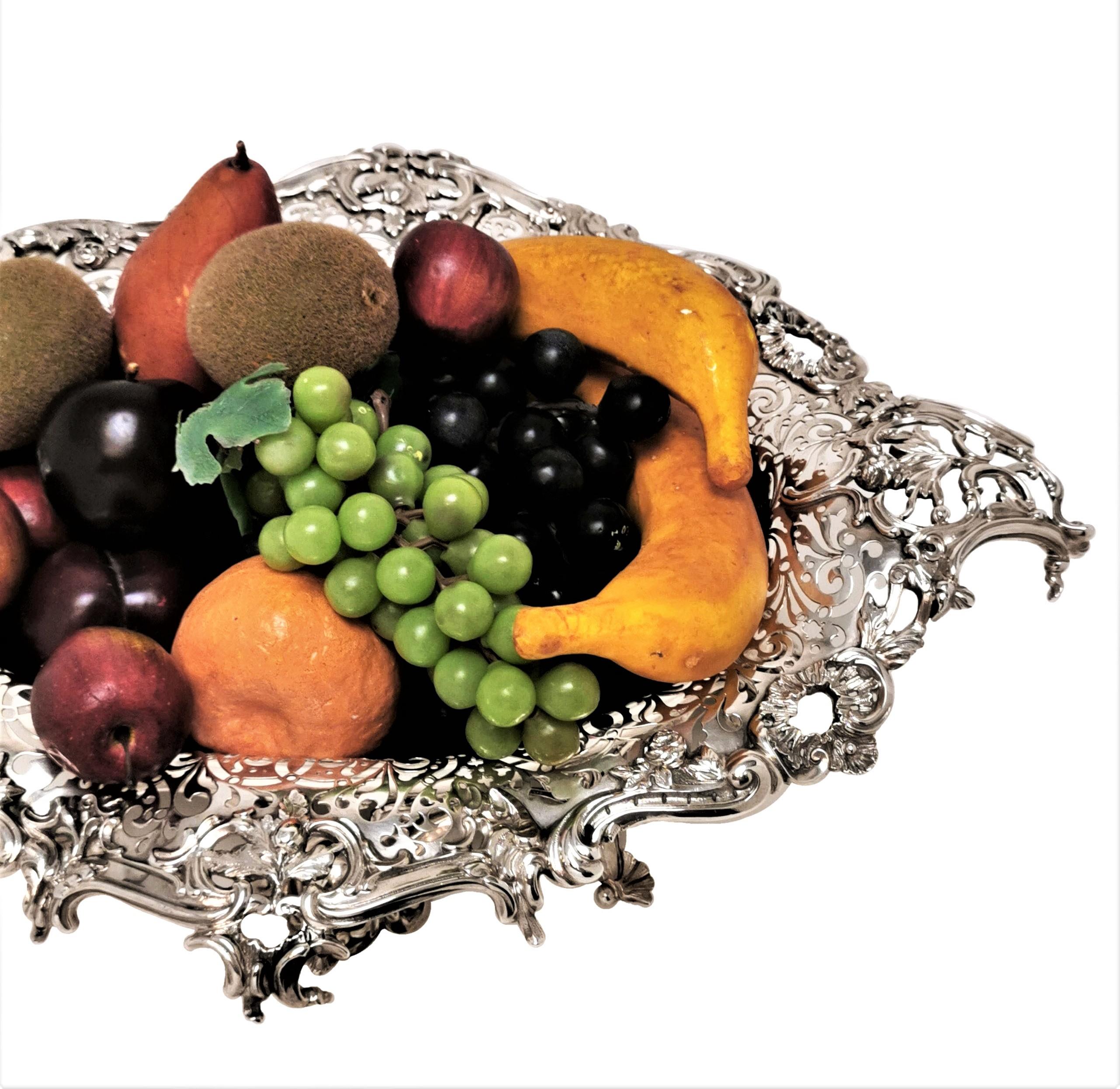 English Large Antique Victorian Sterling Silver Dish / Bowl 1883 Fruit, Centrepiece For Sale