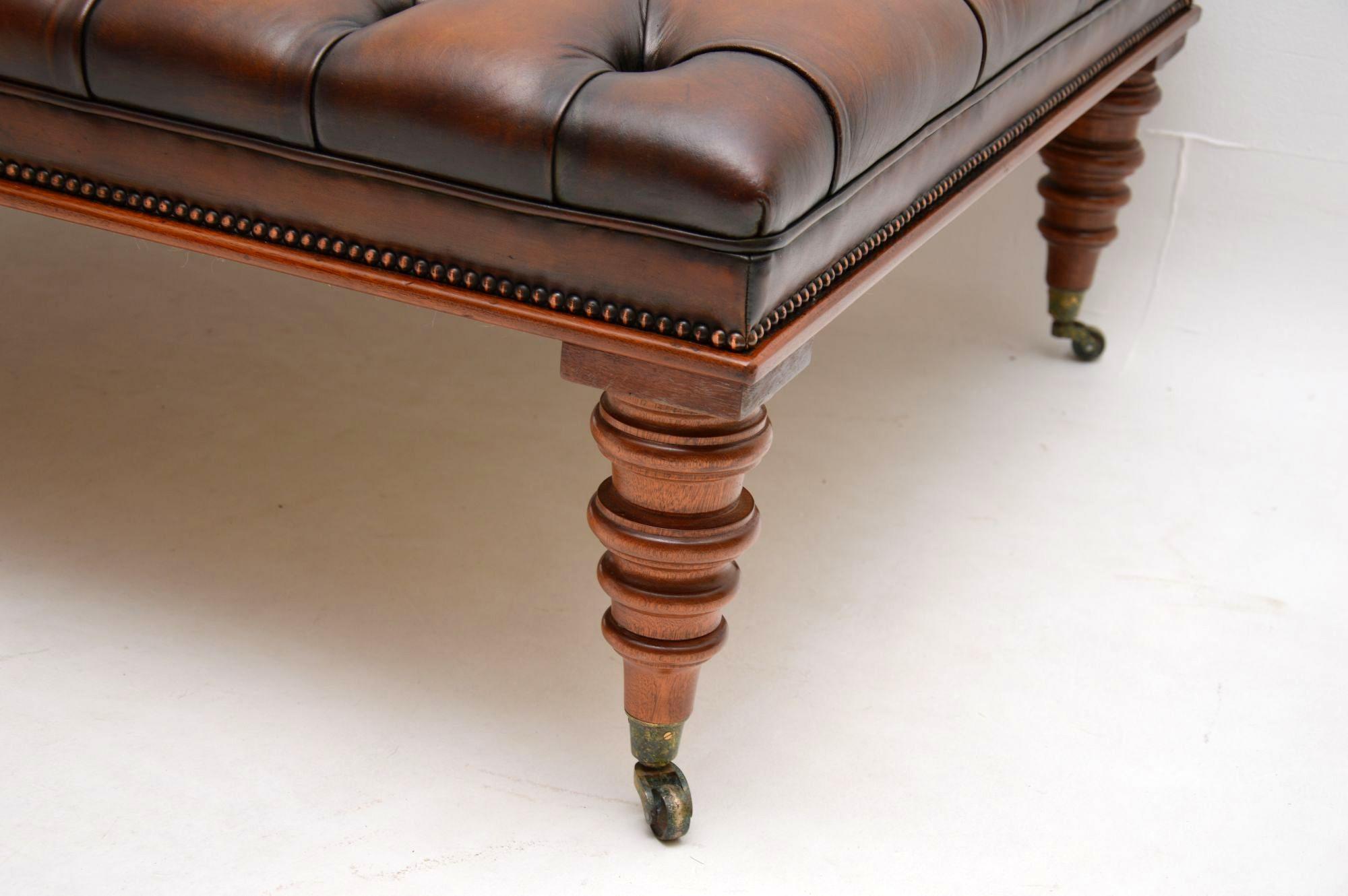 Large Antique Victorian Style Leather Stool / Coffee Table For Sale 2